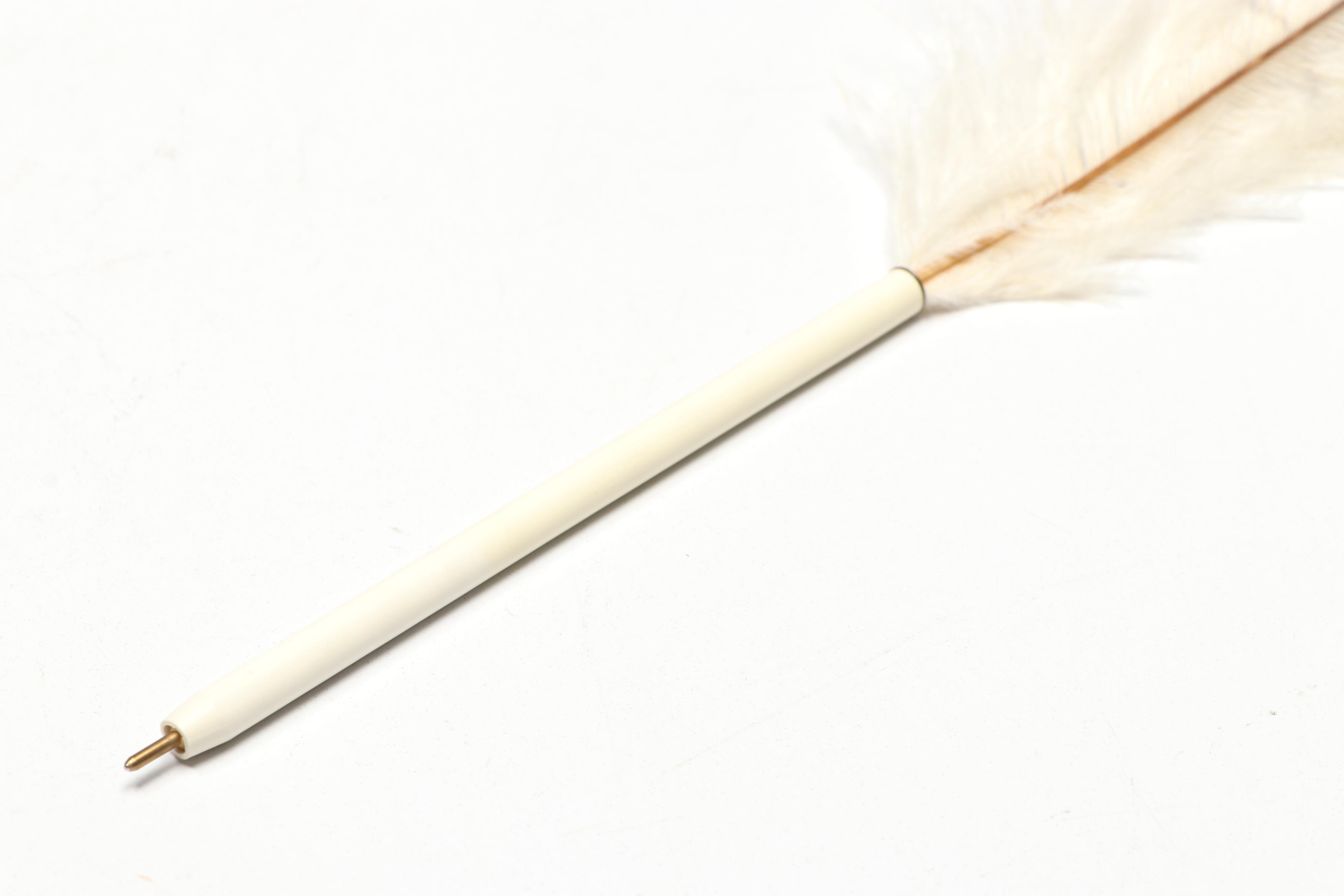 Porcelaine de Paris Porcelain Inkwell with Feather Quill, 20th Century