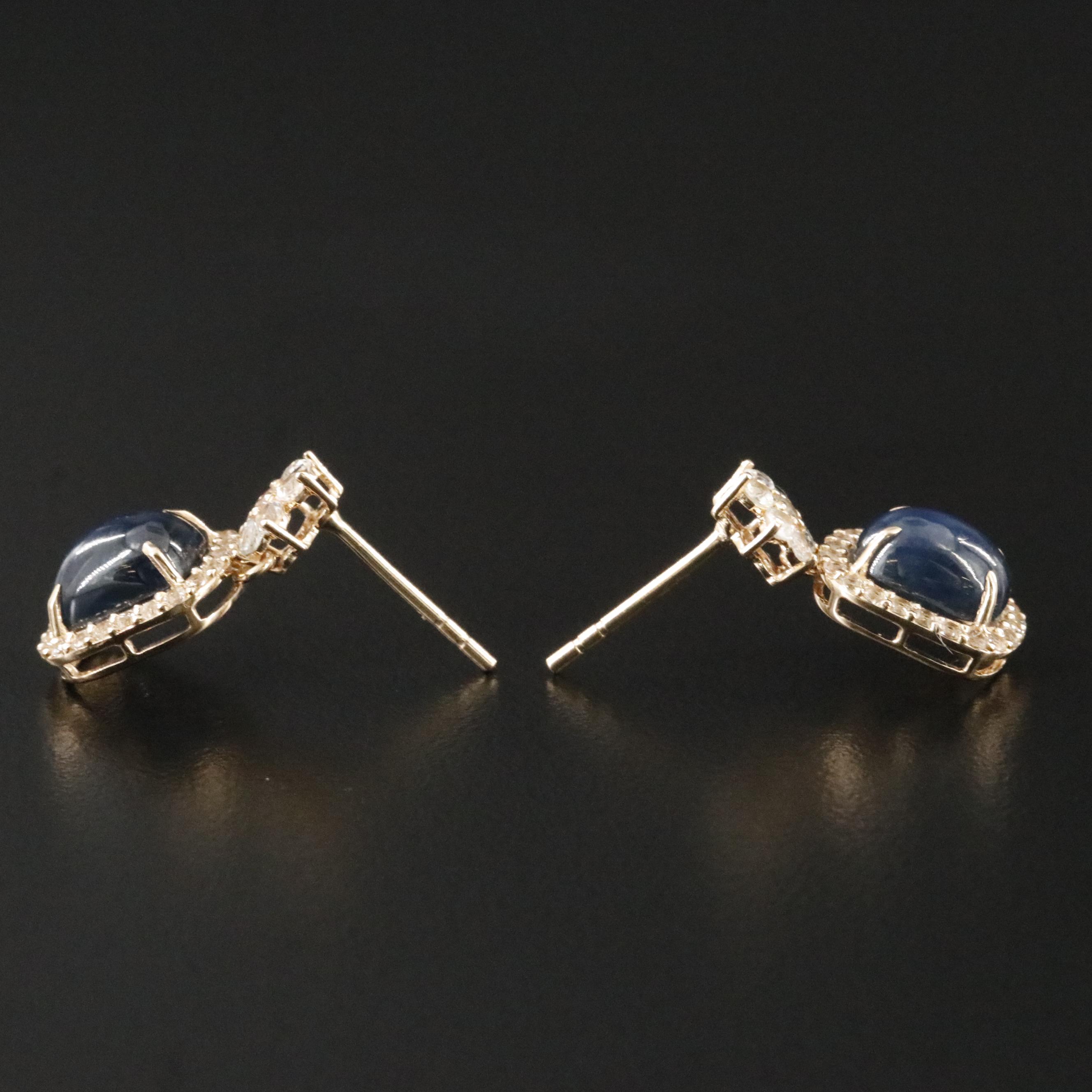 14K 2.25 CTW Sapphire and White Topaz Drop Earrings