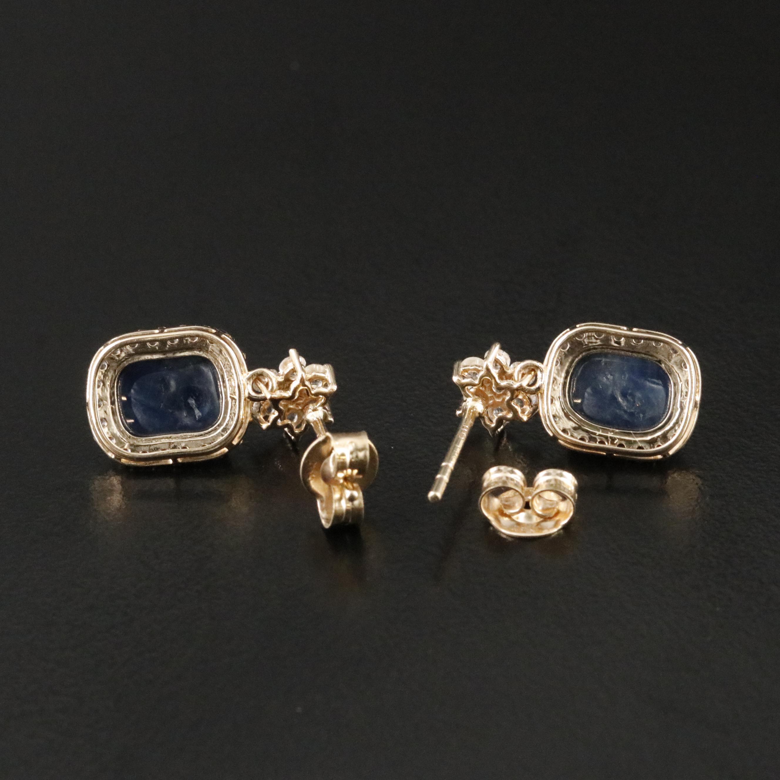 14K 2.25 CTW Sapphire and White Topaz Drop Earrings