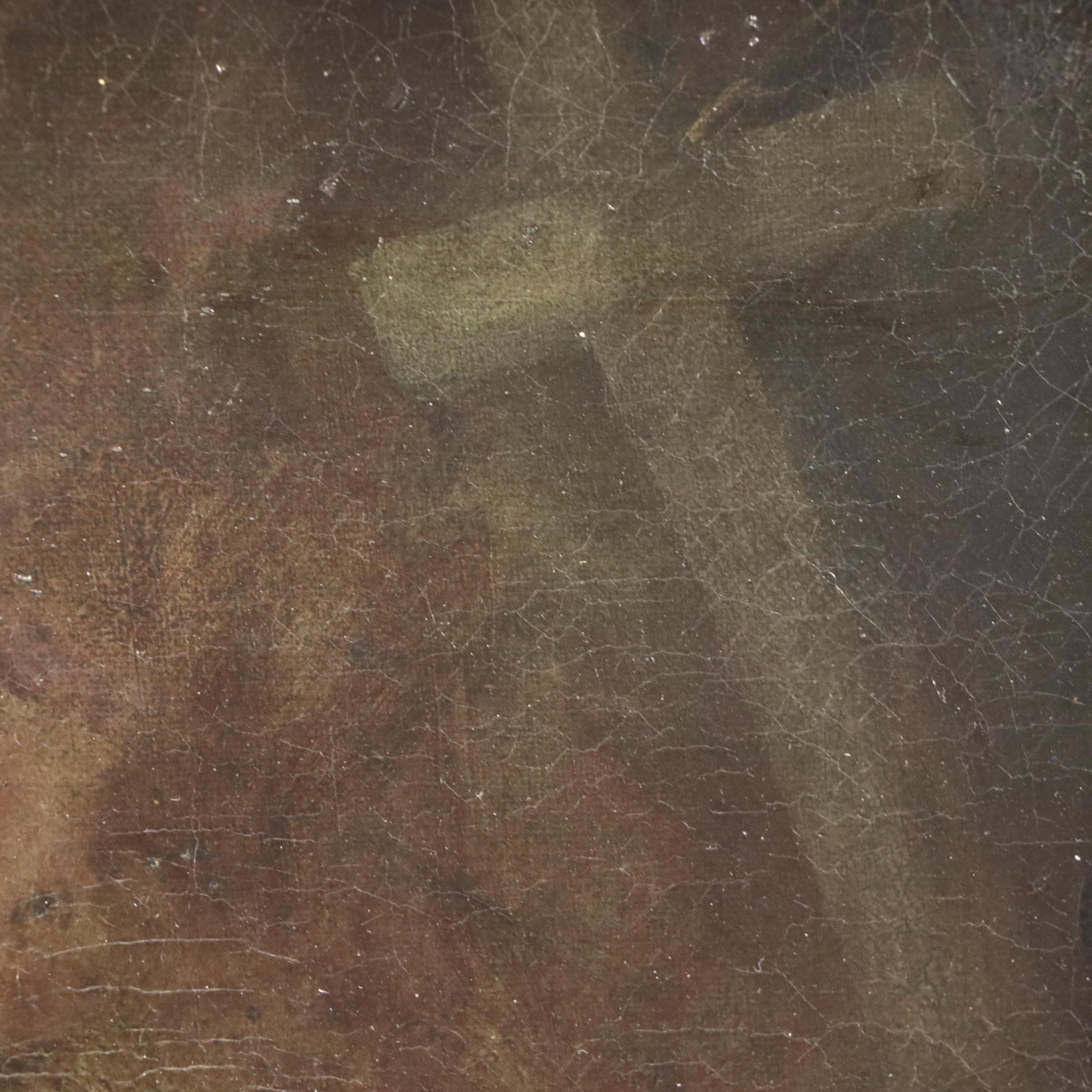 Italian School Chiaroscuro Oil Painting of Female Nude Gazing Toward Heaven