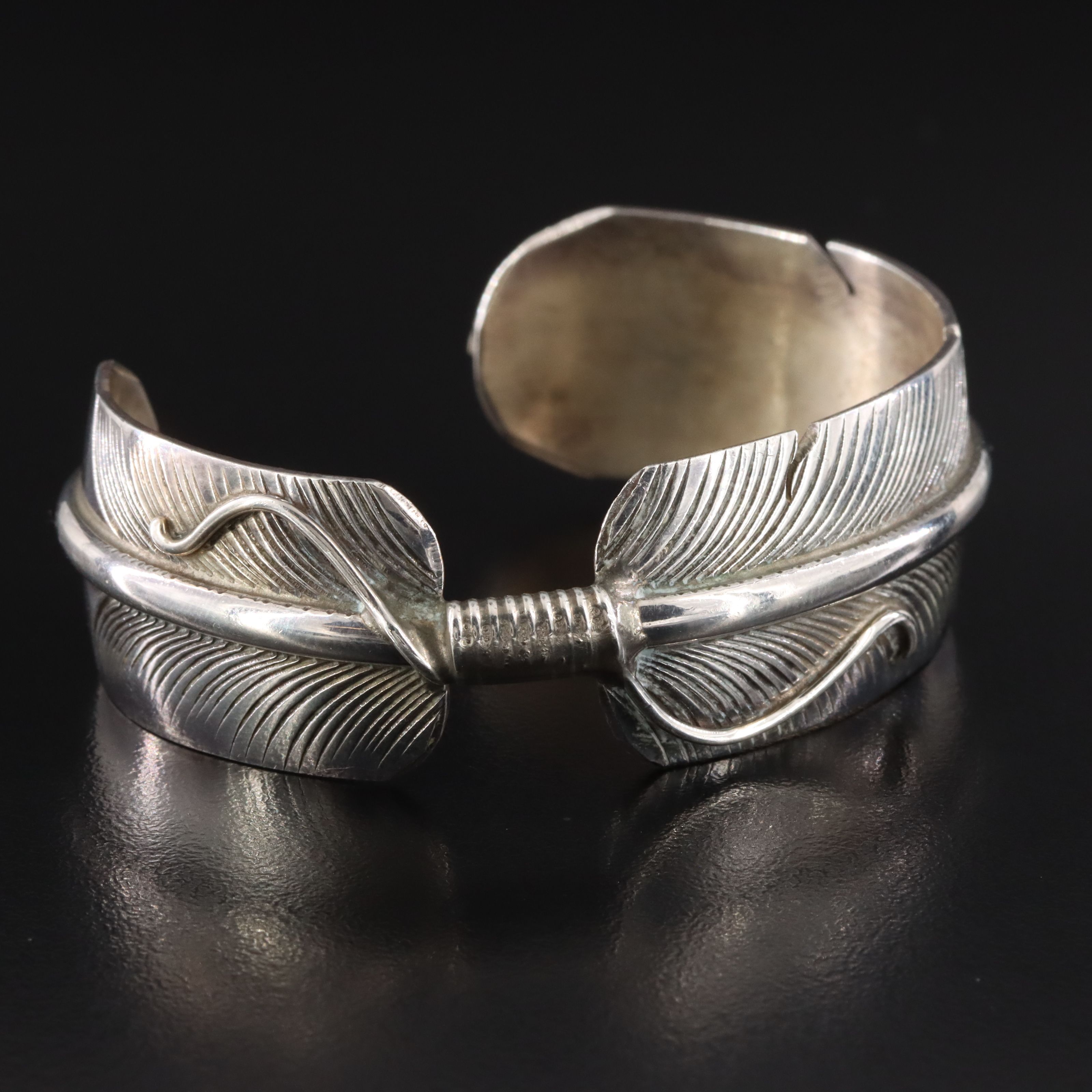 Signed Southwestern Sterling Feather Cuff