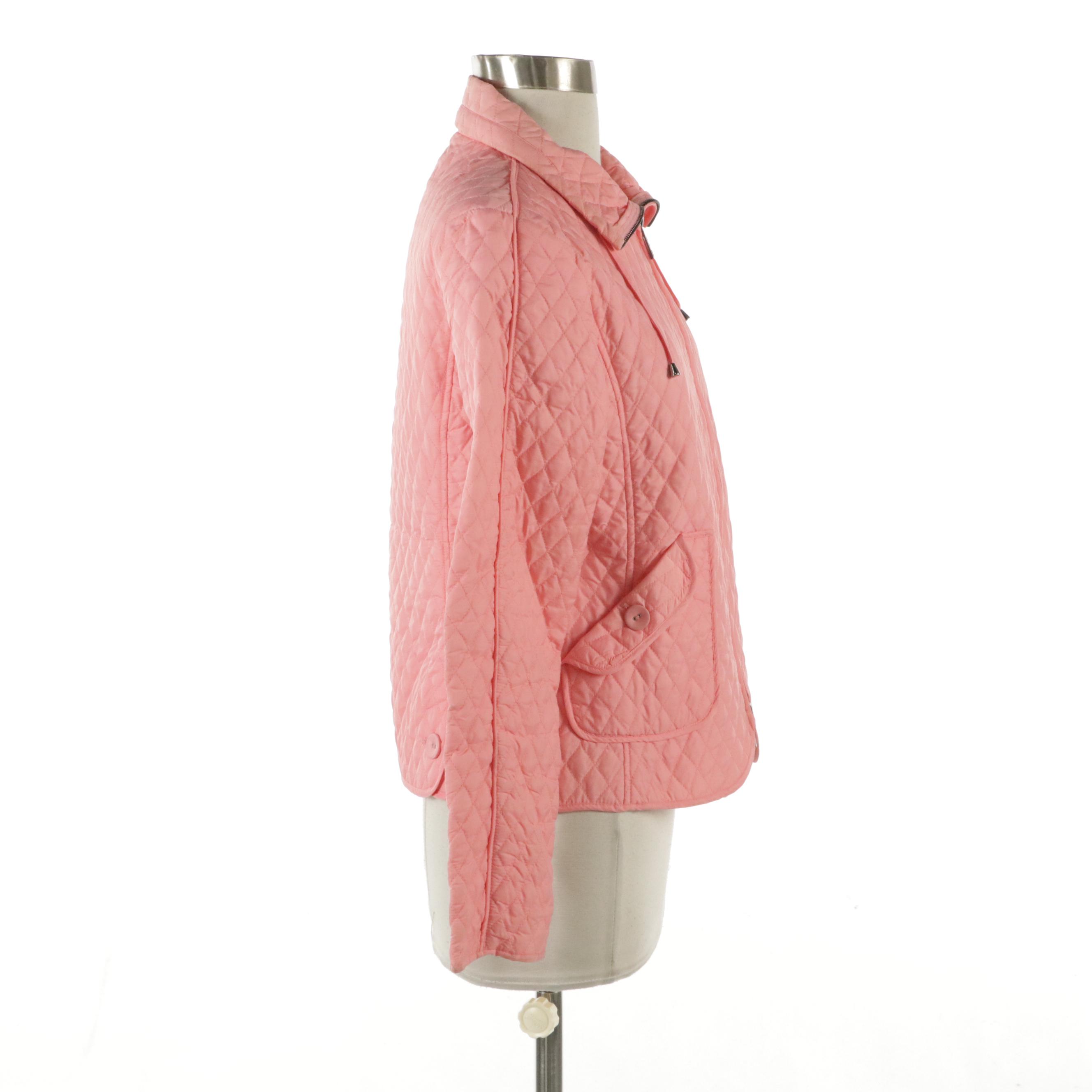 Max Mara Weekend Pink Quilted Nylon Zip Jacket