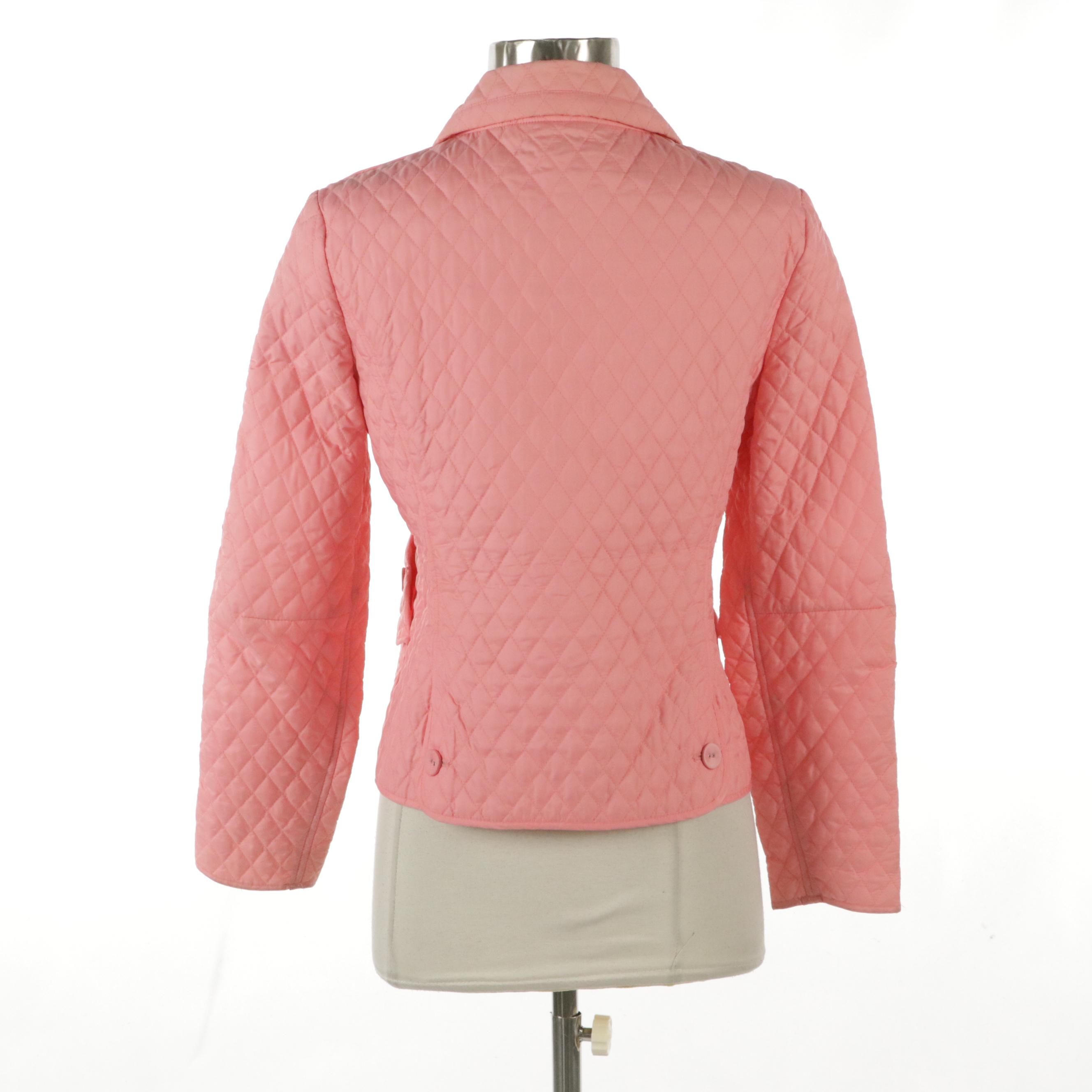Max Mara Weekend Pink Quilted Nylon Zip Jacket