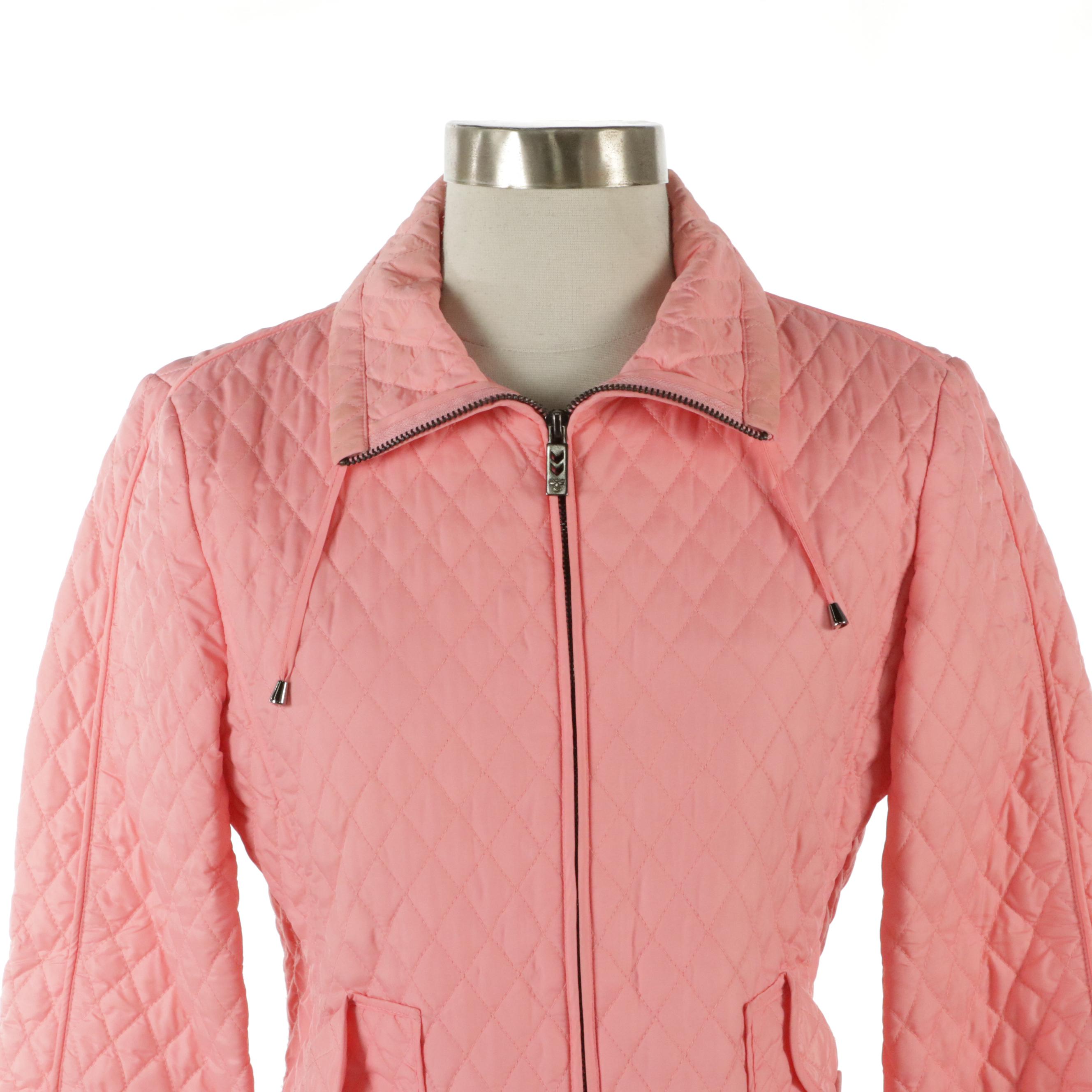 Max Mara Weekend Pink Quilted Nylon Zip Jacket