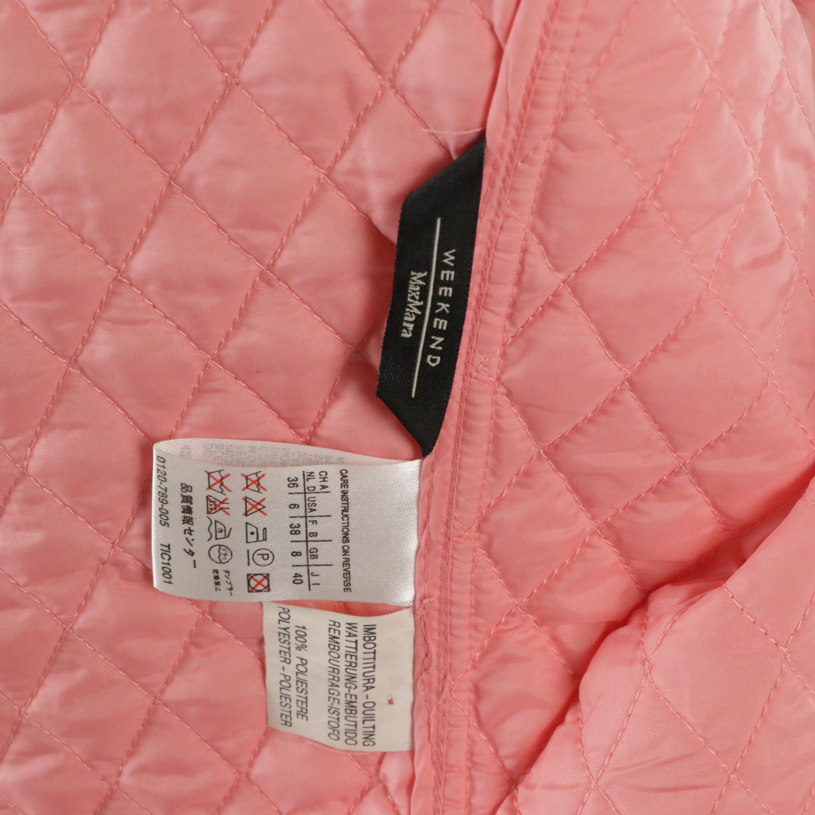 Max Mara Weekend Pink Quilted Nylon Zip Jacket