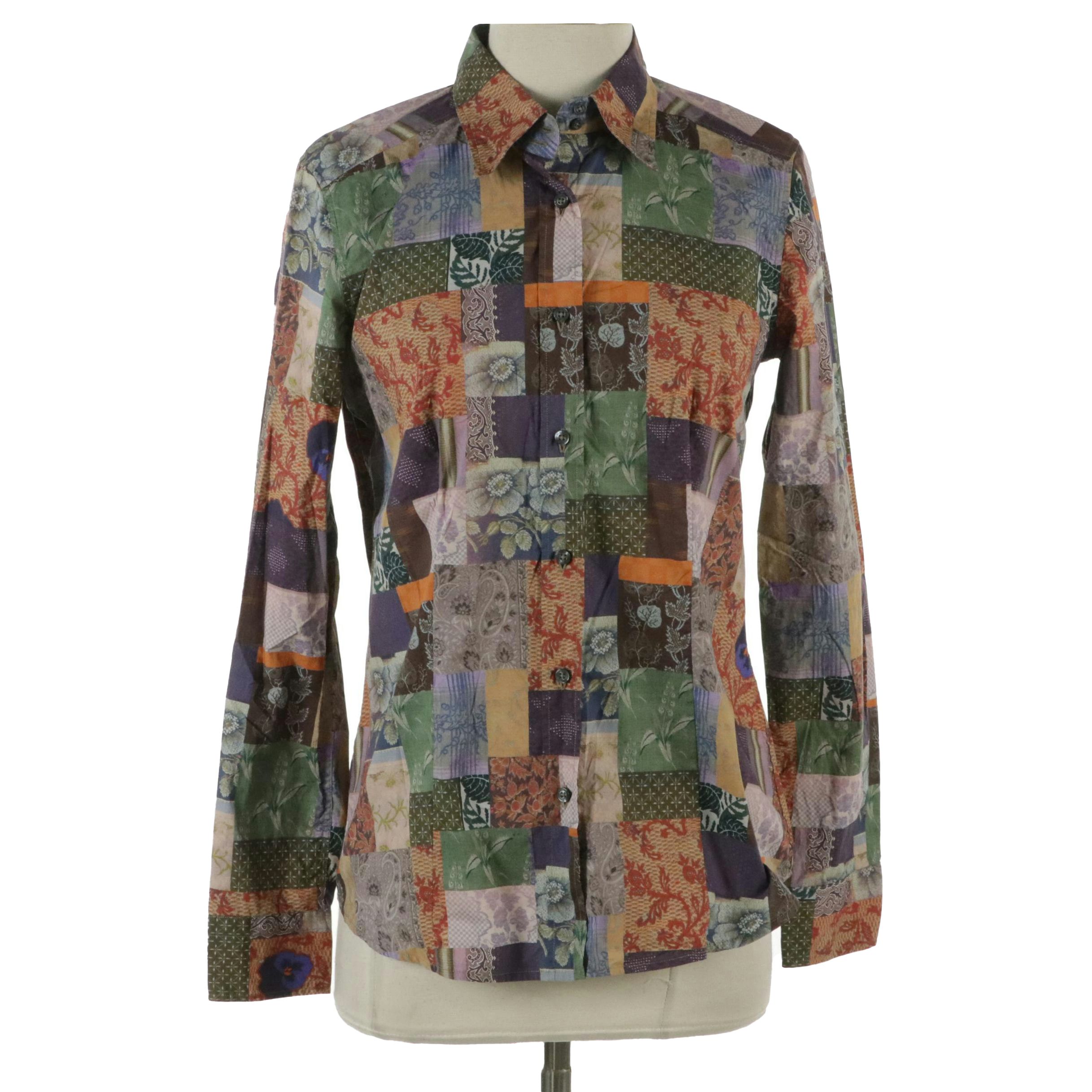 ETRO Patchwork Printed Stretch Cotton Button-Up