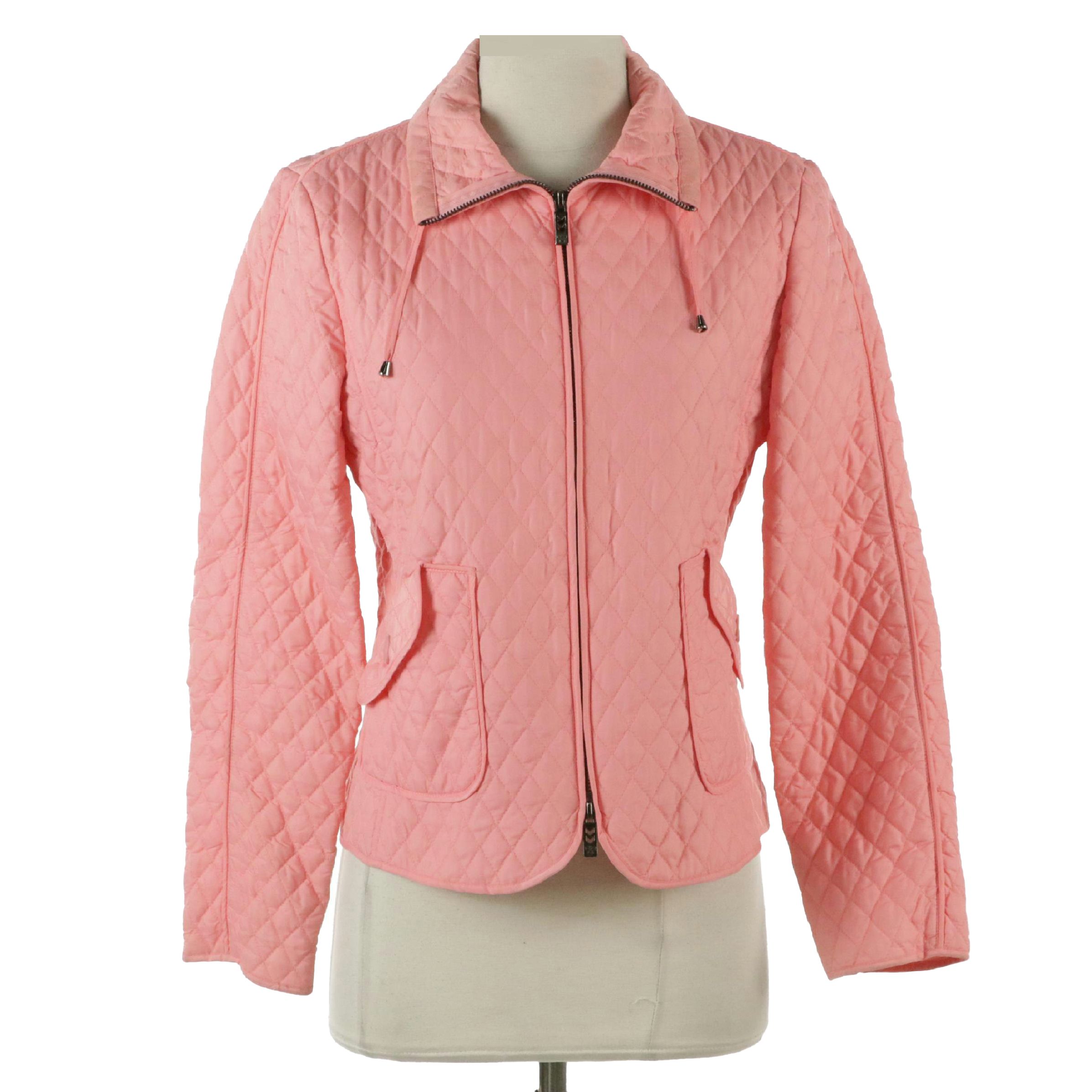 Max Mara Weekend Pink Quilted Nylon Zip Jacket