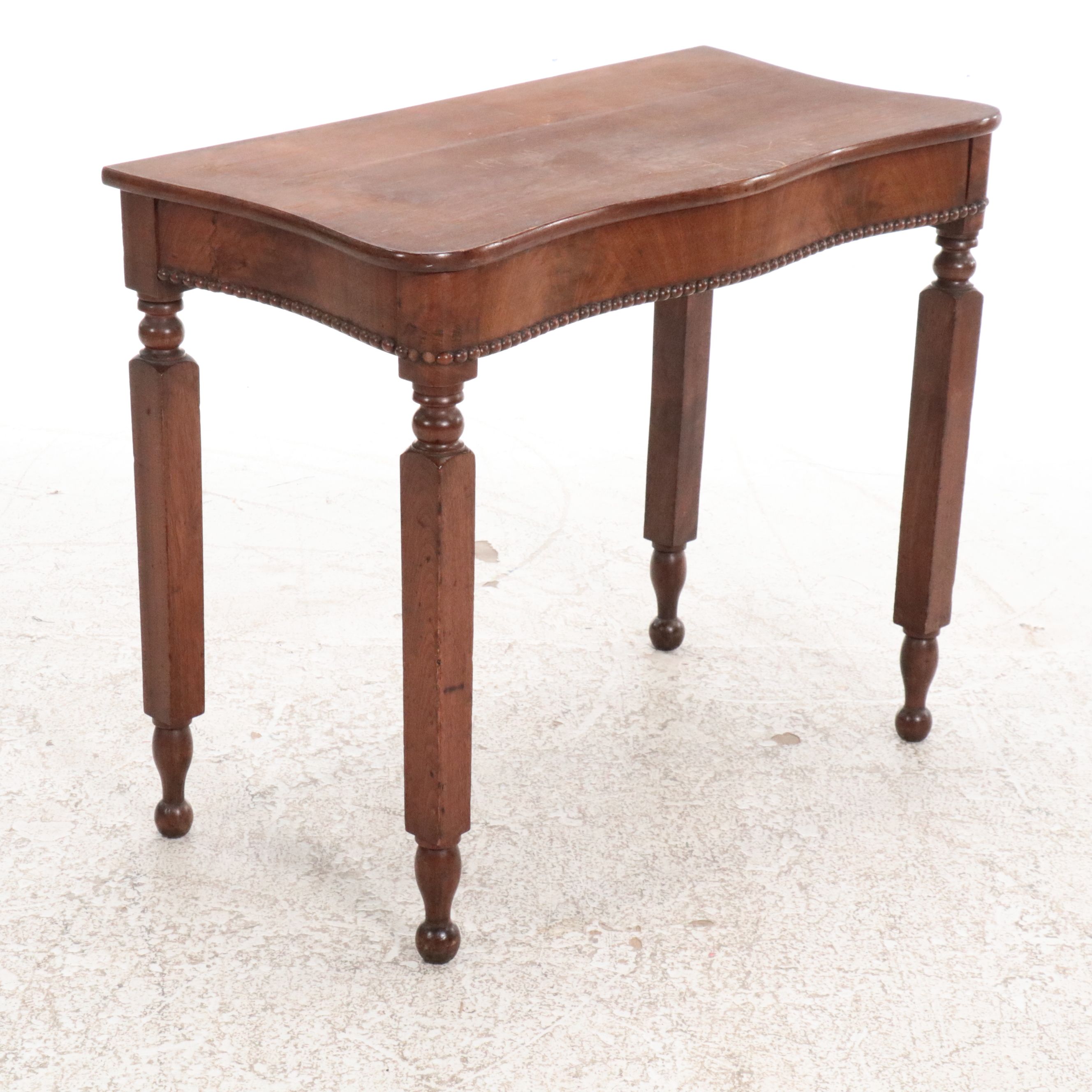 American Sheraton Style Burled Mahogany Writing Desk, Late 19th Century