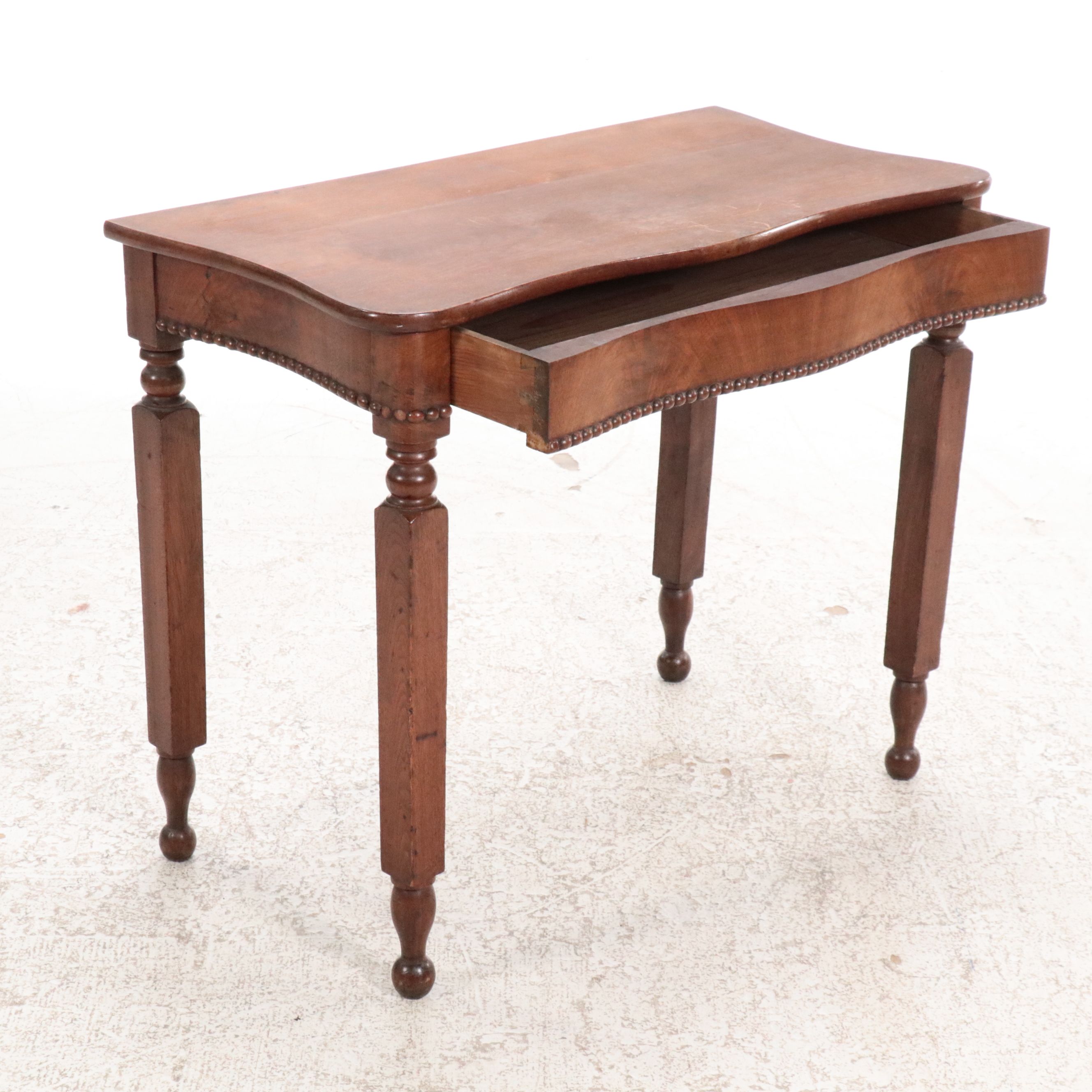American Sheraton Style Burled Mahogany Writing Desk, Late 19th Century