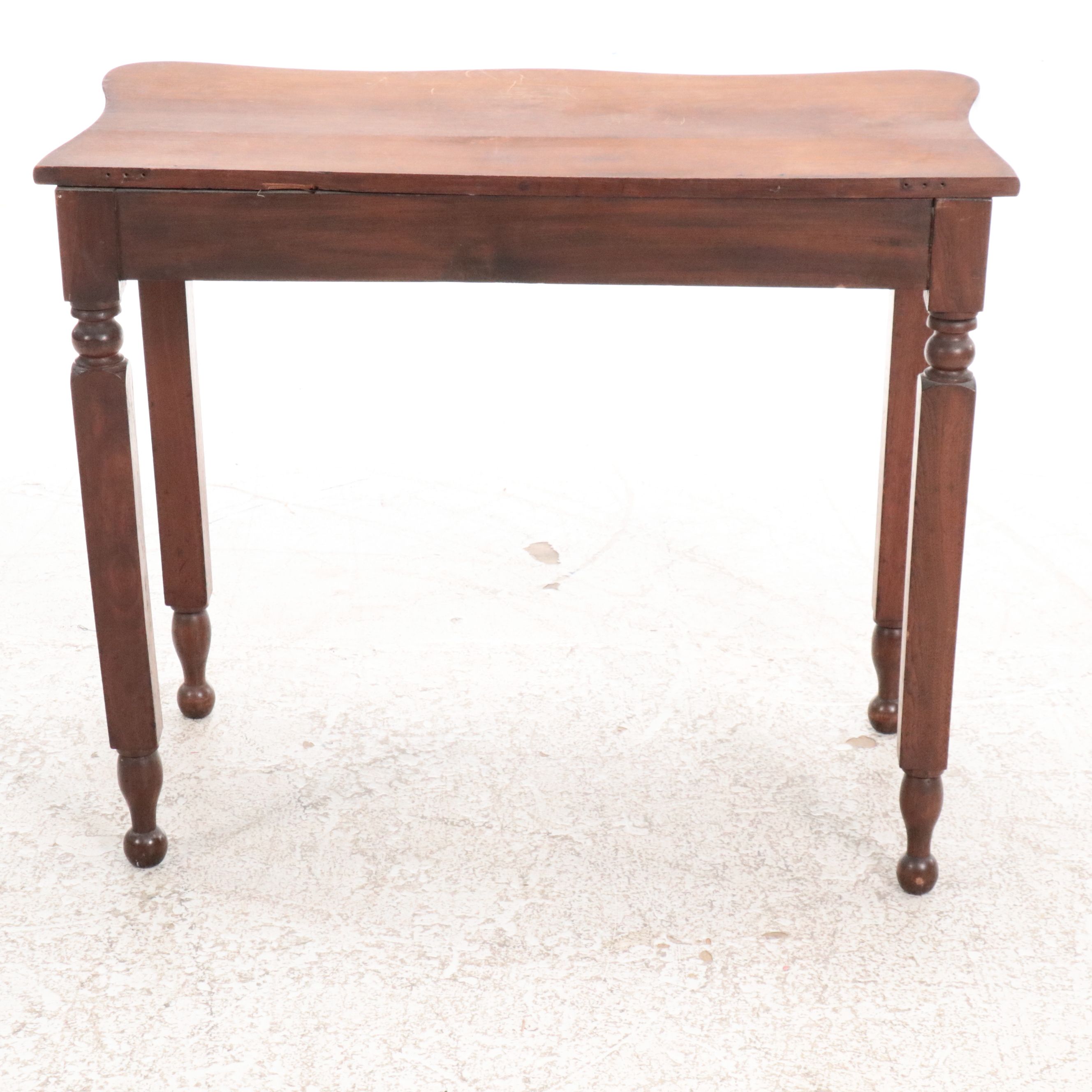 American Sheraton Style Burled Mahogany Writing Desk, Late 19th Century