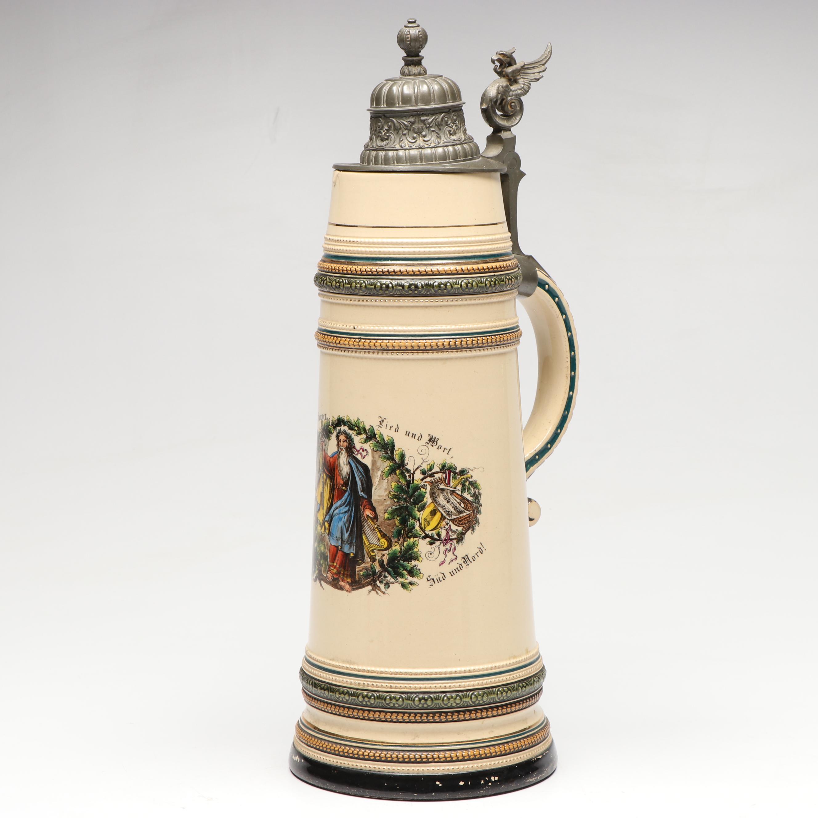 Merkelbach & Wick German 2L Salt Glazed Stoneware Stein, 1894