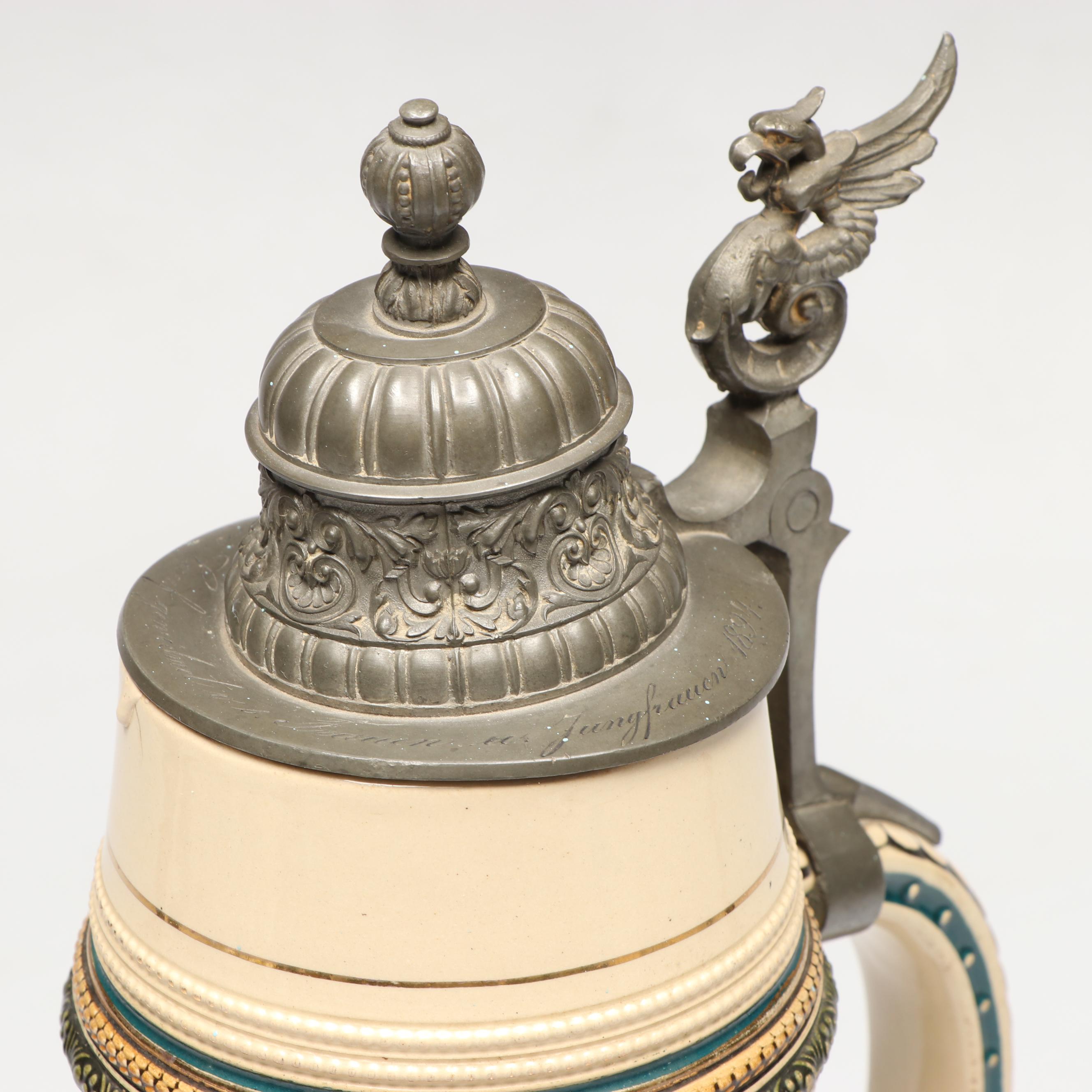 Merkelbach & Wick German 2L Salt Glazed Stoneware Stein, 1894