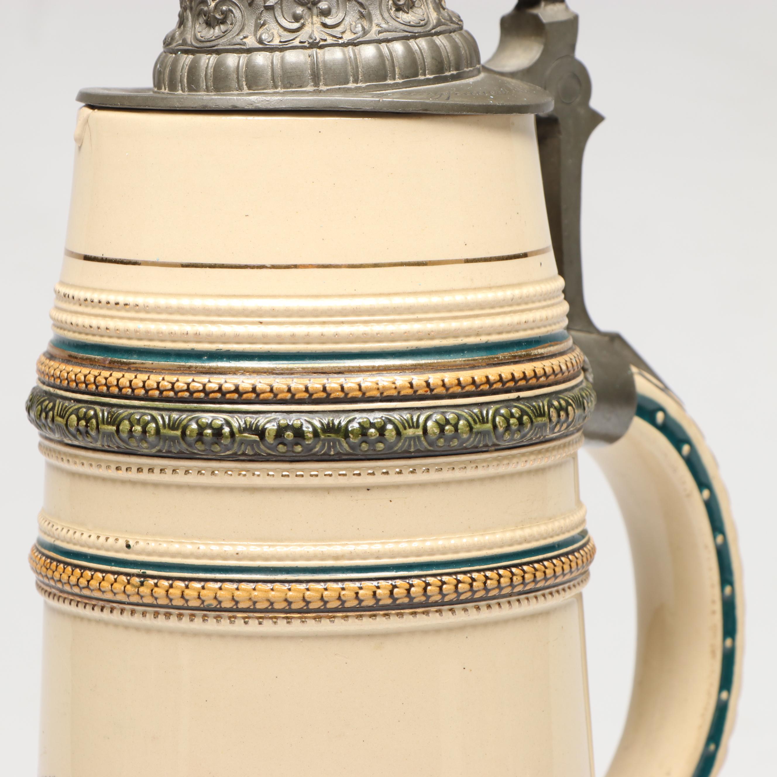 Merkelbach & Wick German 2L Salt Glazed Stoneware Stein, 1894
