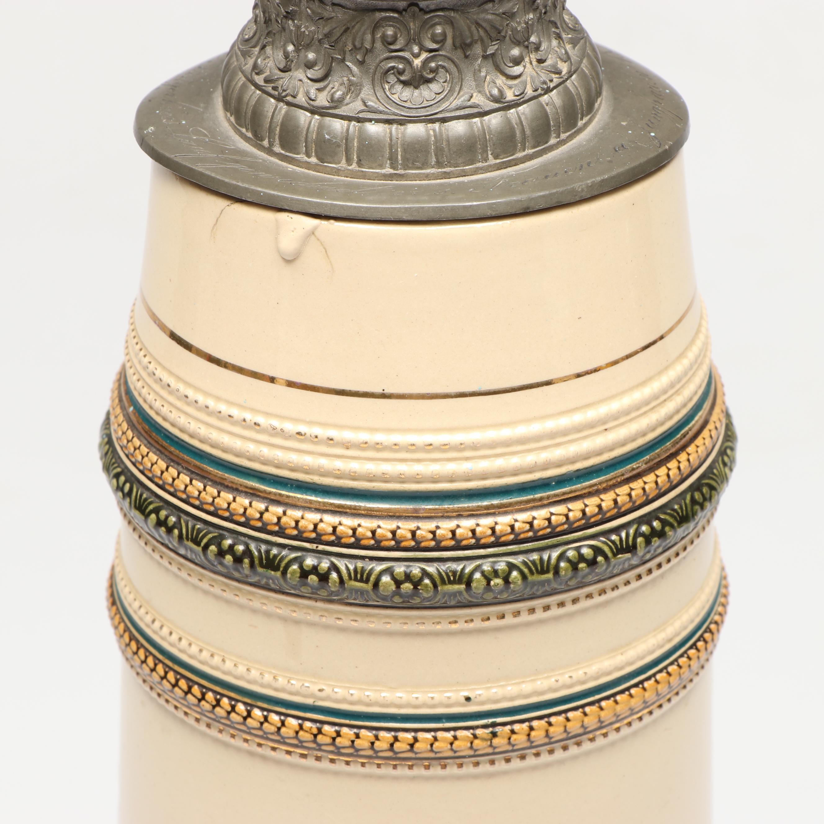 Merkelbach & Wick German 2L Salt Glazed Stoneware Stein, 1894