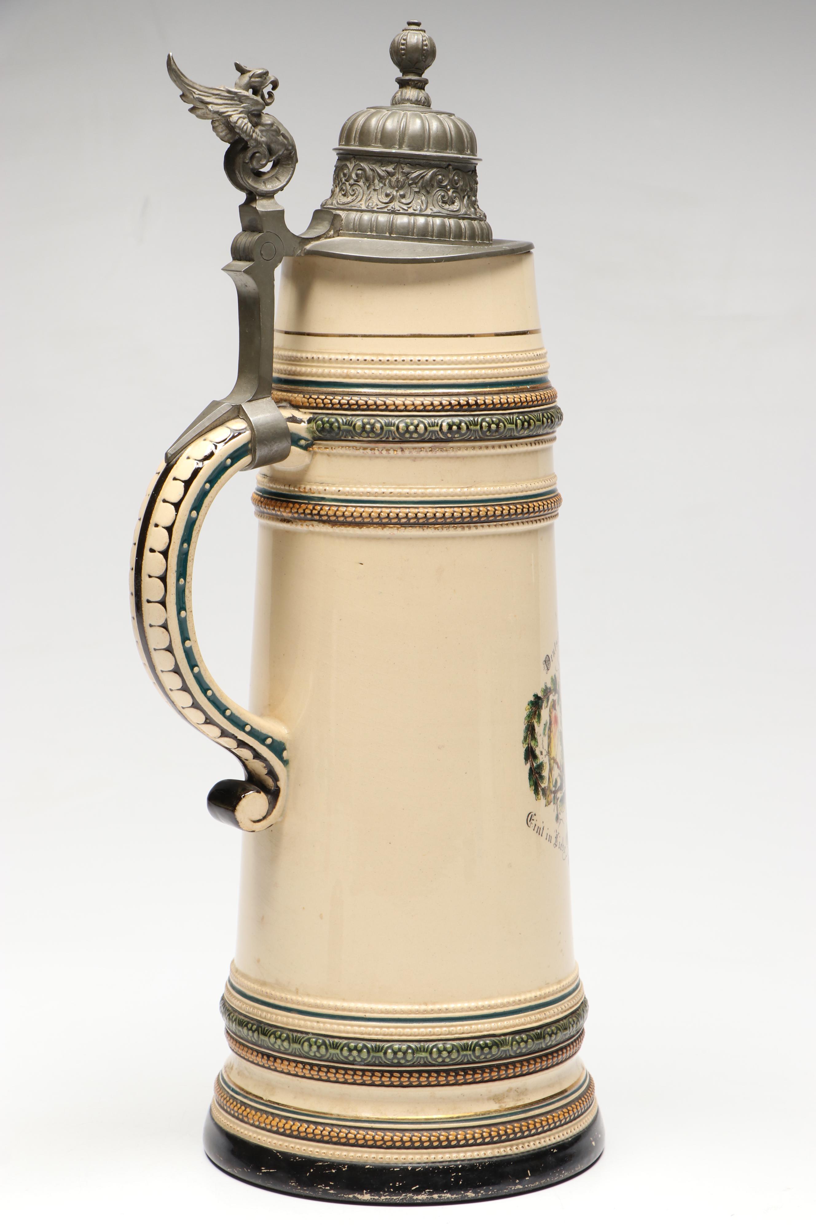 Merkelbach & Wick German 2L Salt Glazed Stoneware Stein, 1894