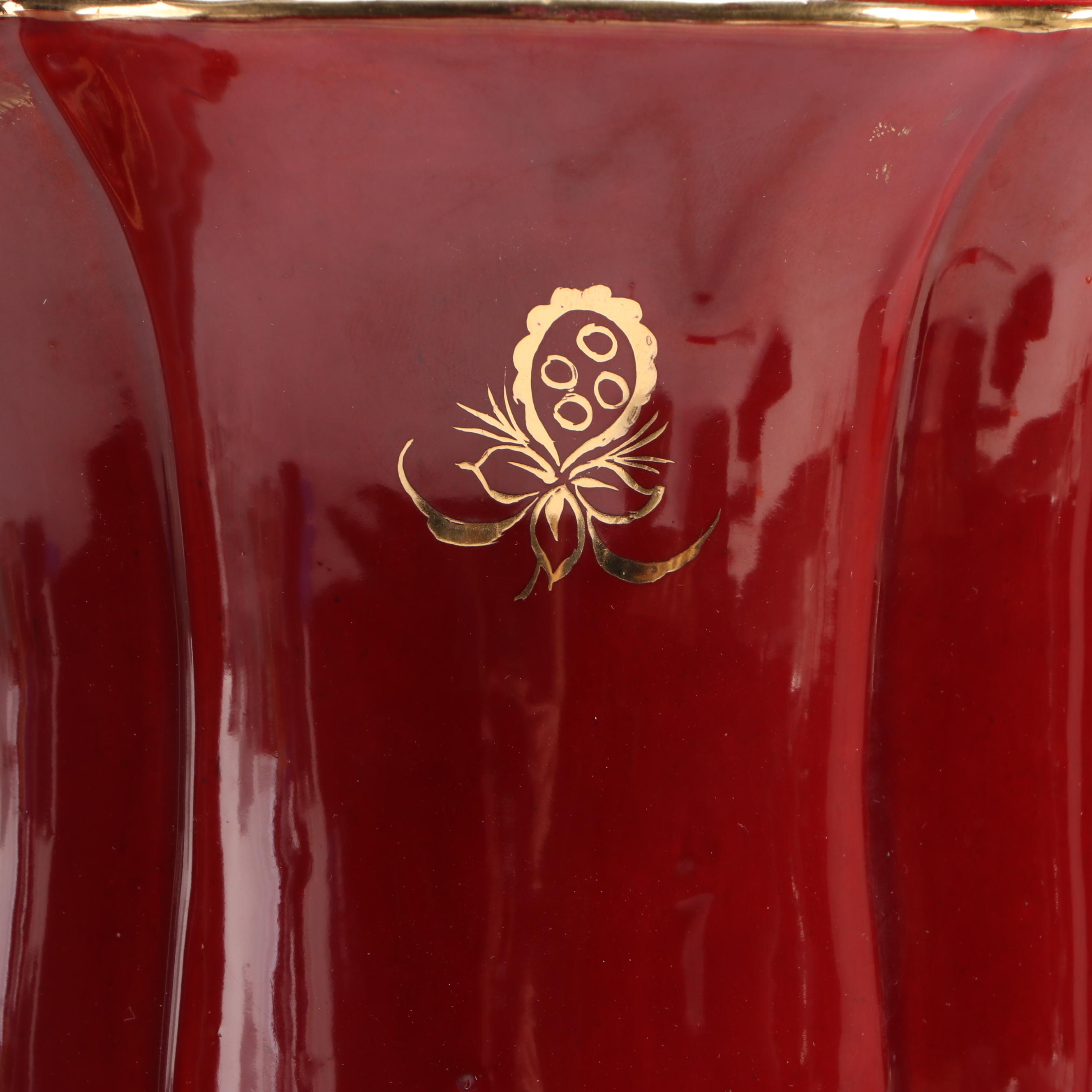 Pair of Italian Gilt Accented Ceramic Vases