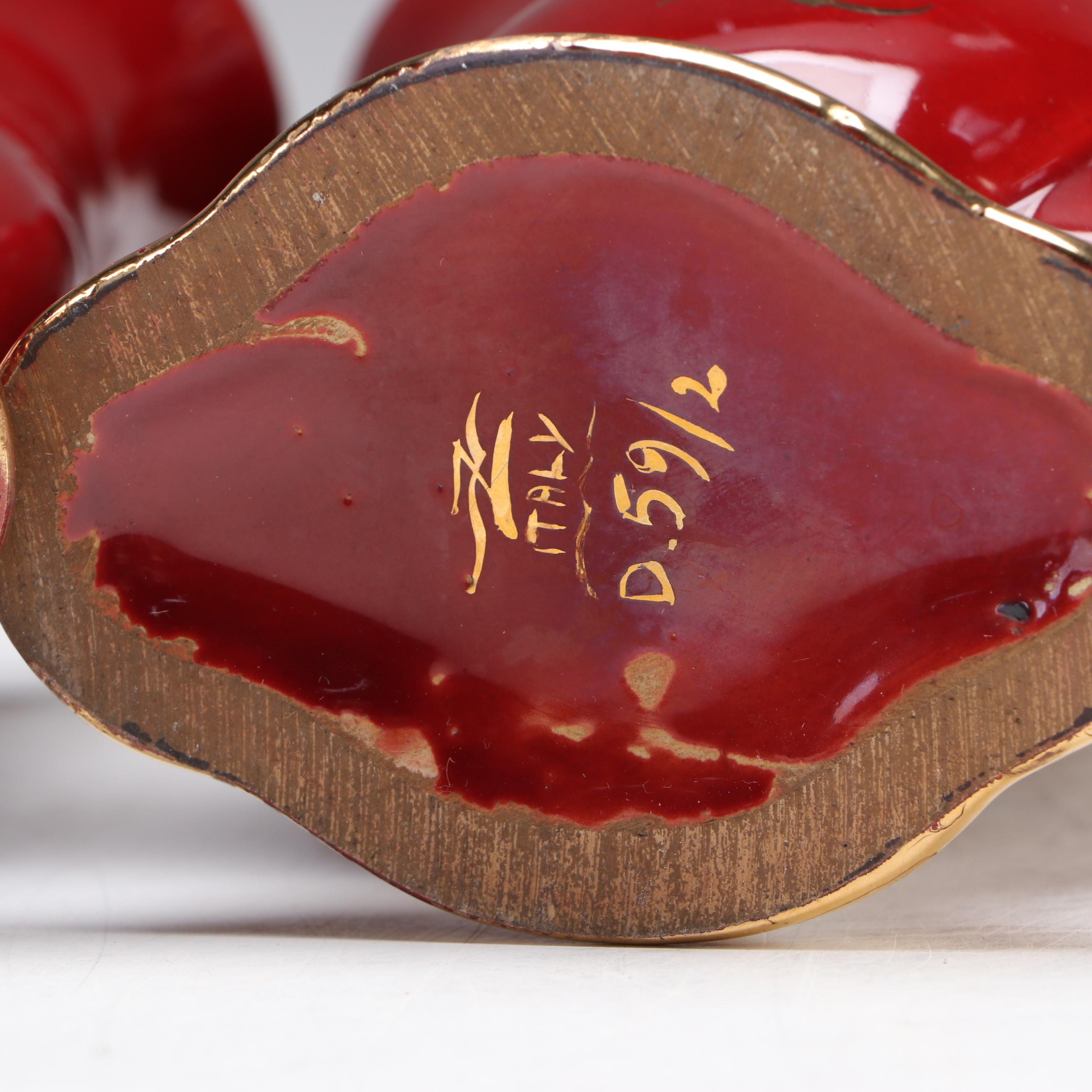 Pair of Italian Gilt Accented Ceramic Vases