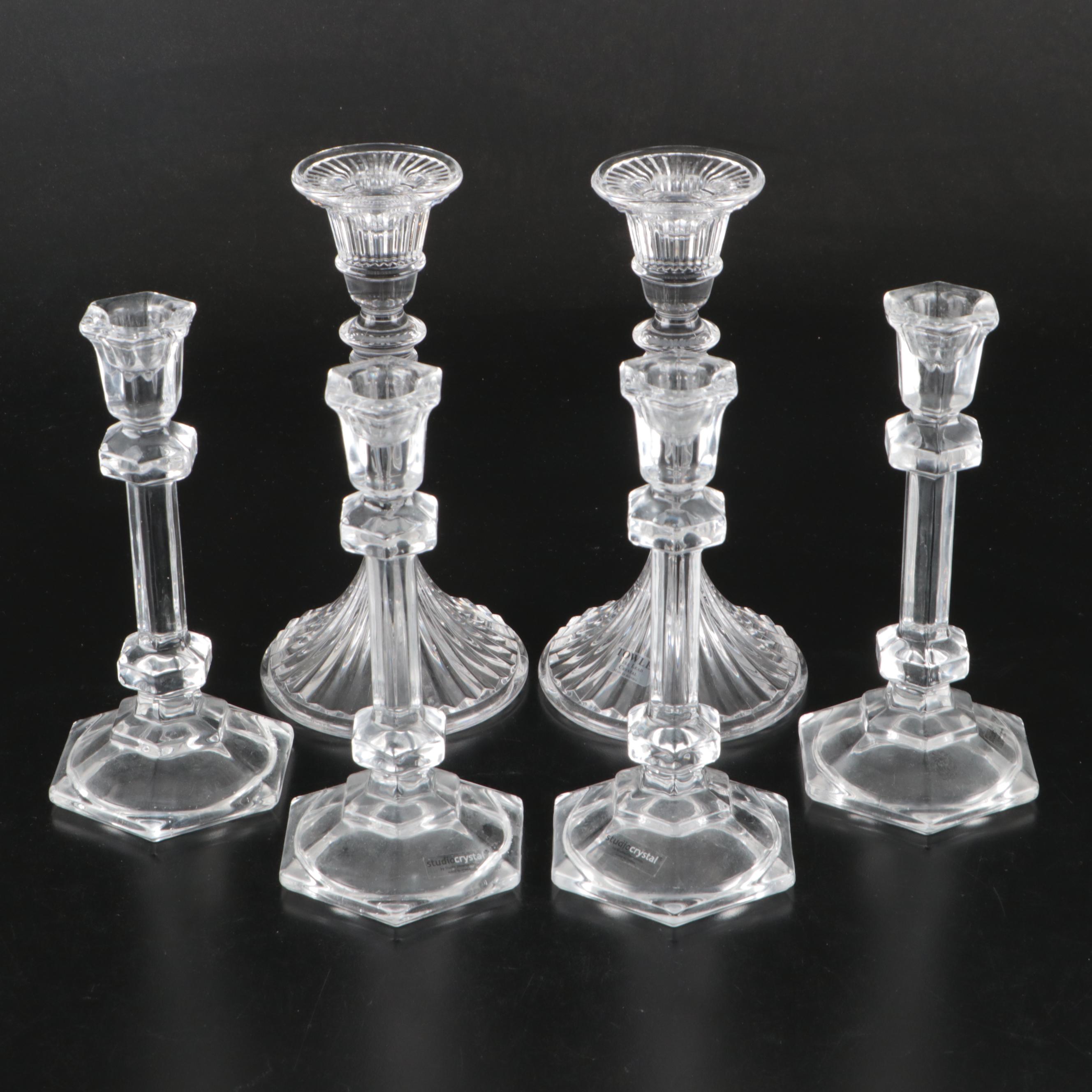 Towle and Studio Silversmiths Crystal Candlesticks