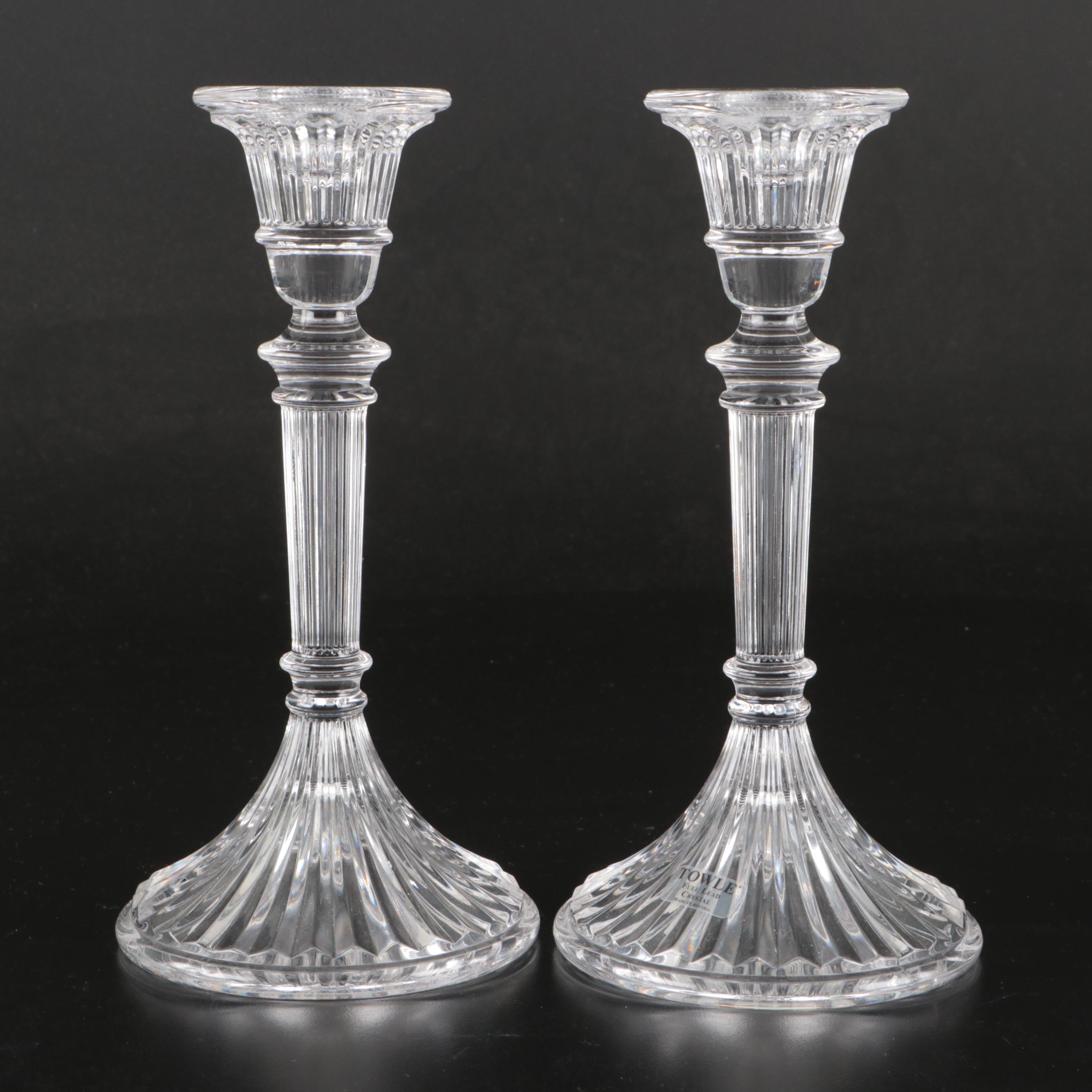 Towle and Studio Silversmiths Crystal Candlesticks