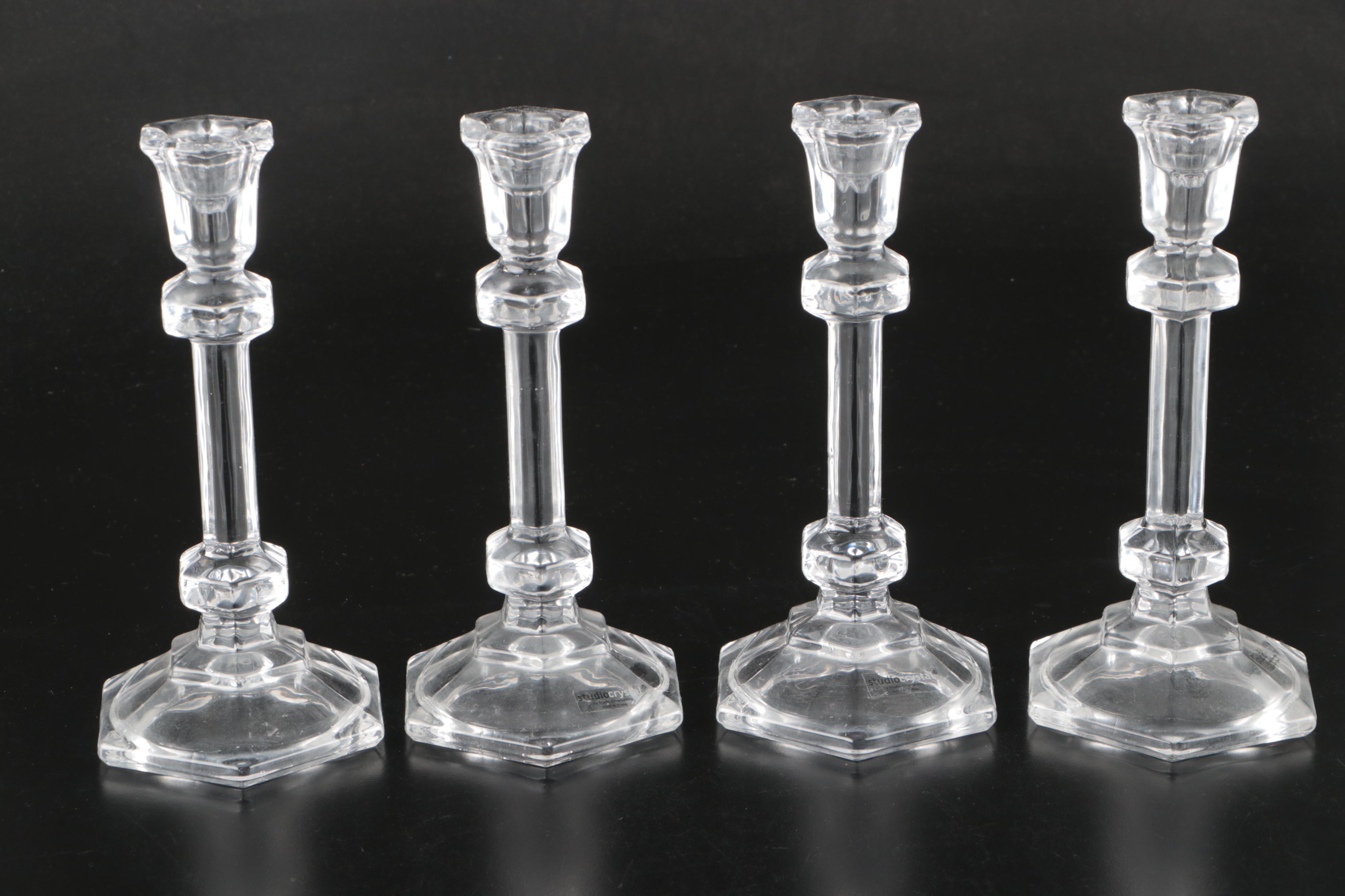 Towle and Studio Silversmiths Crystal Candlesticks