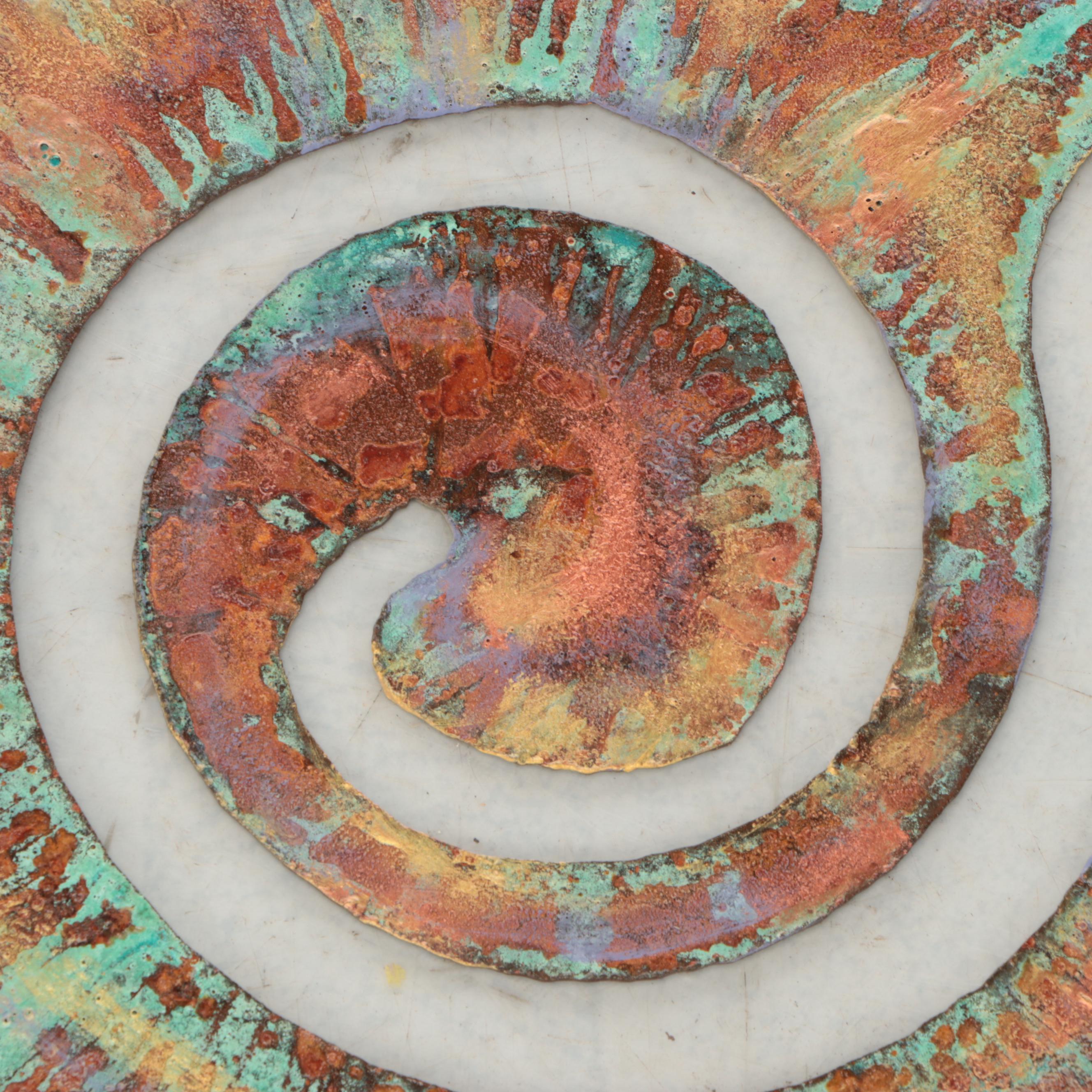 Patinated Metal Sunburst Wall Hanging