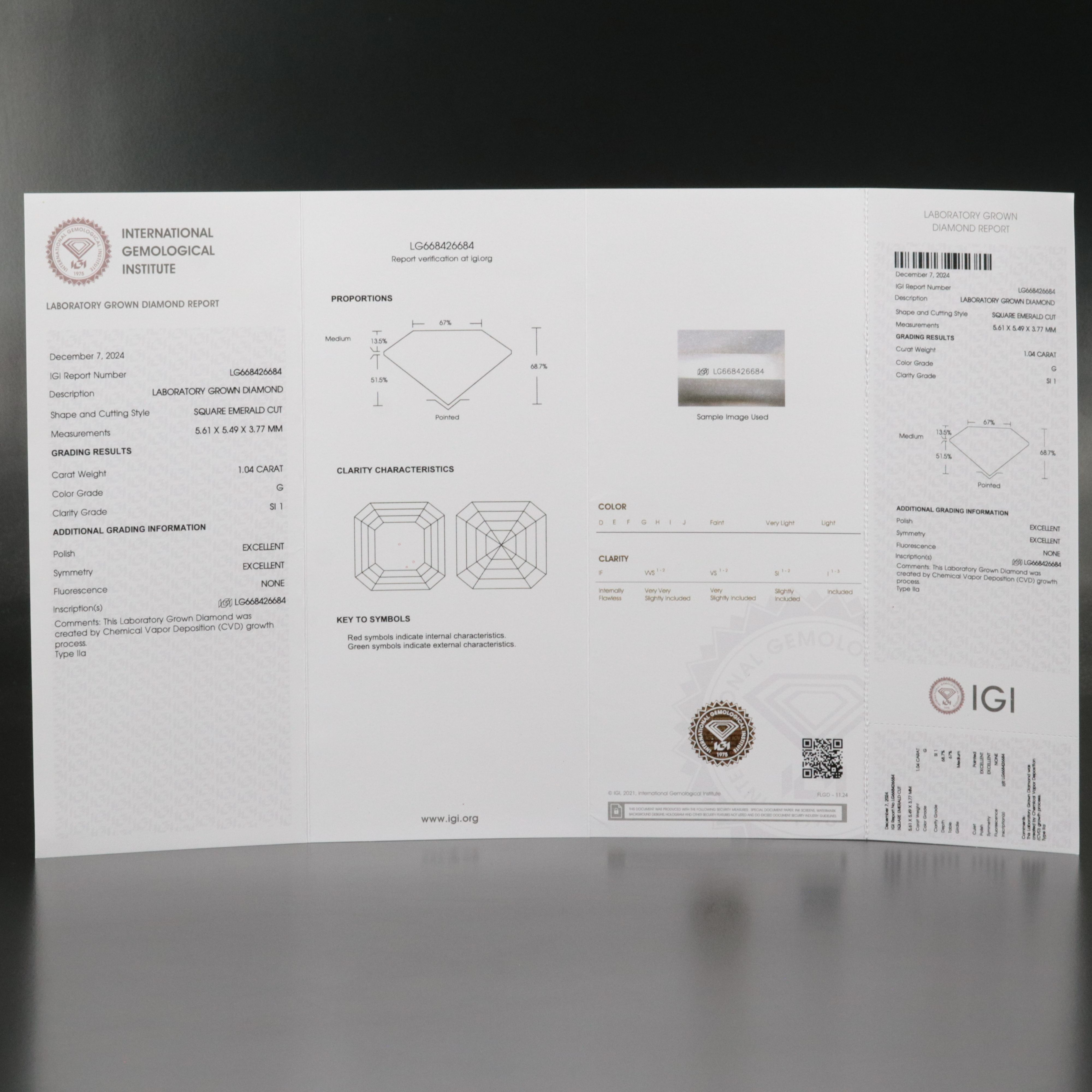 Loose 1.04 CT Lab Grown Diamond with IGI Report