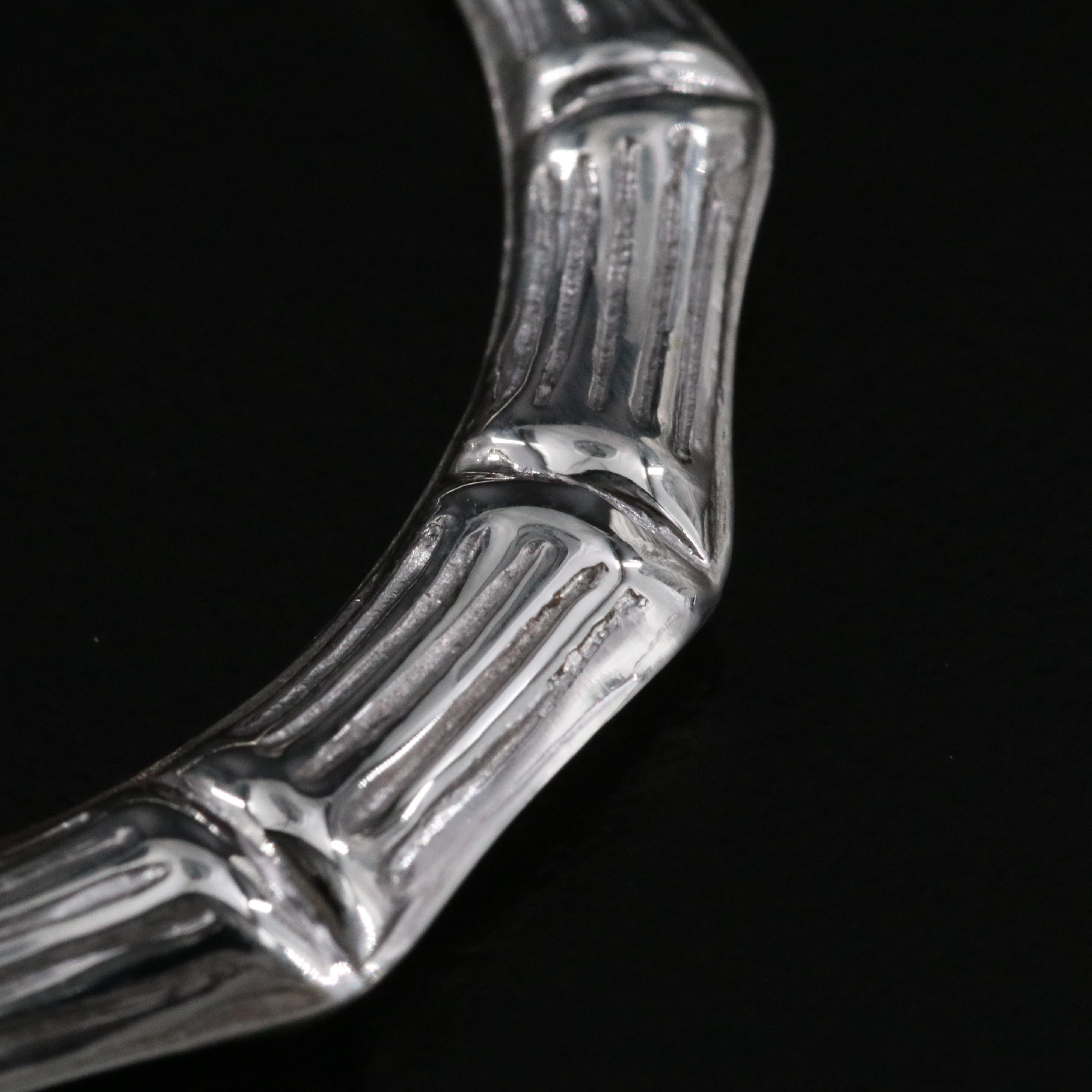 Sterling Bamboo Embossed Hoop Earrings