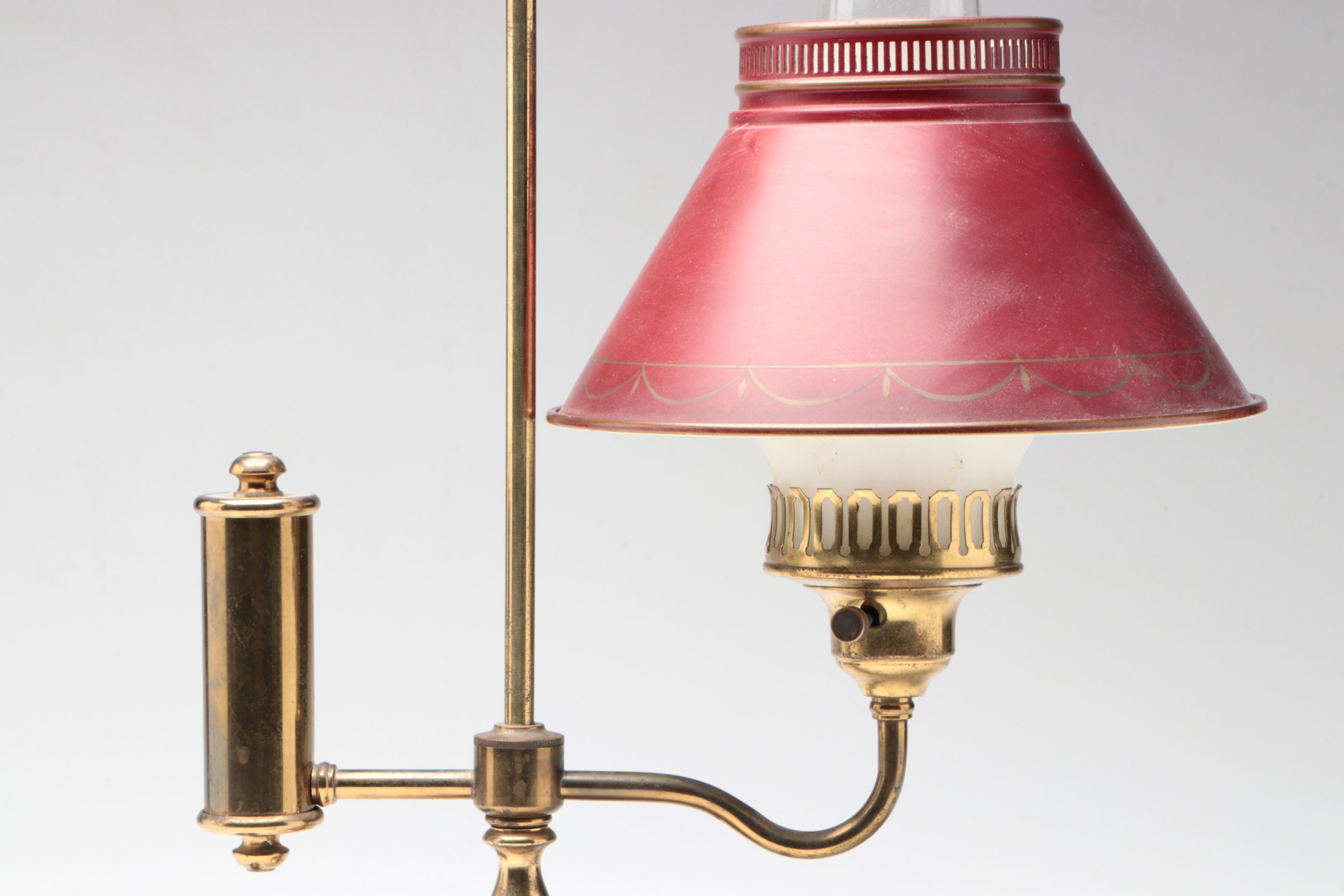 French Empire Style Swing Arm Brass Desk Lamp on Marble Base