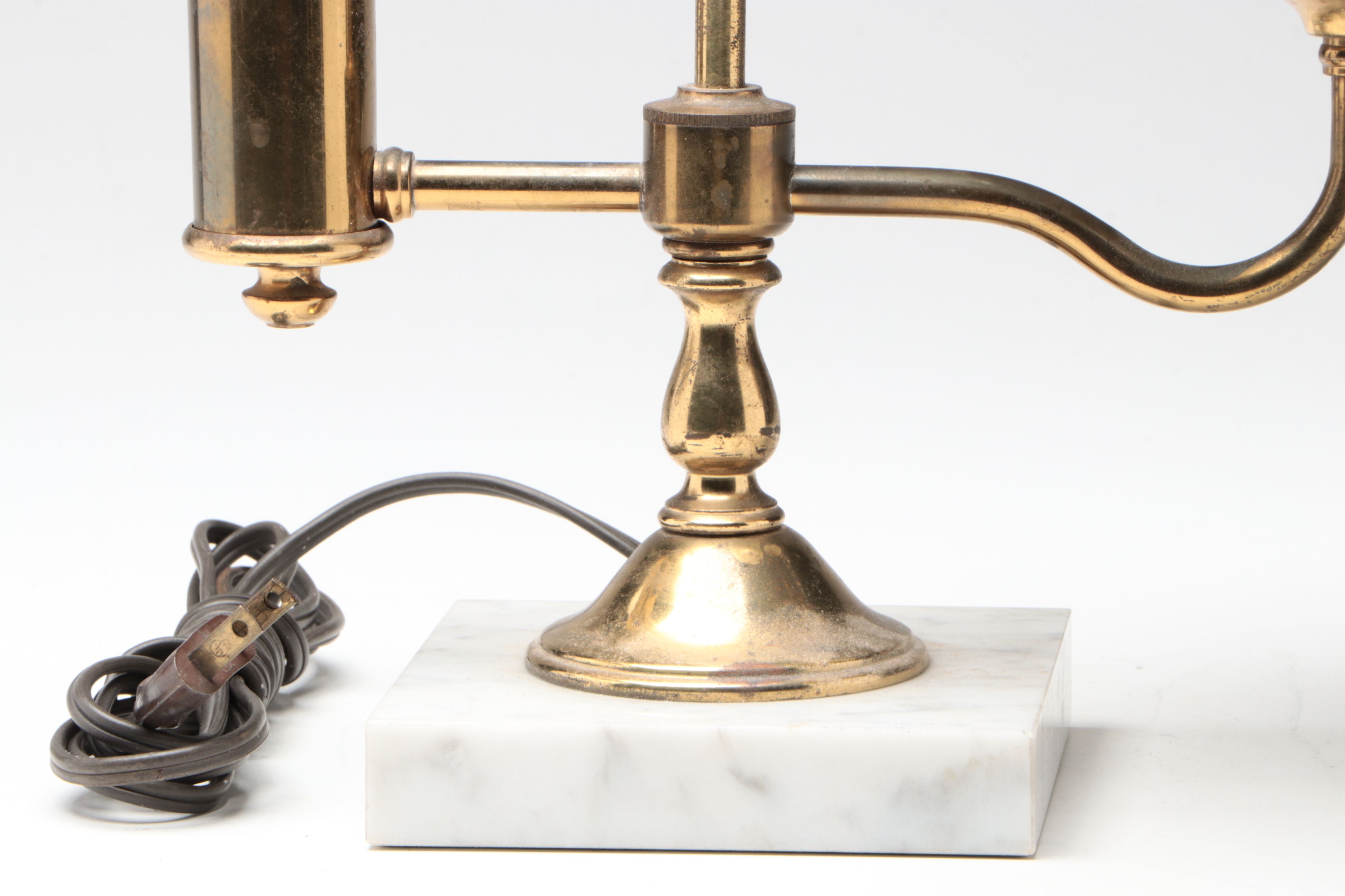 French Empire Style Swing Arm Brass Desk Lamp on Marble Base