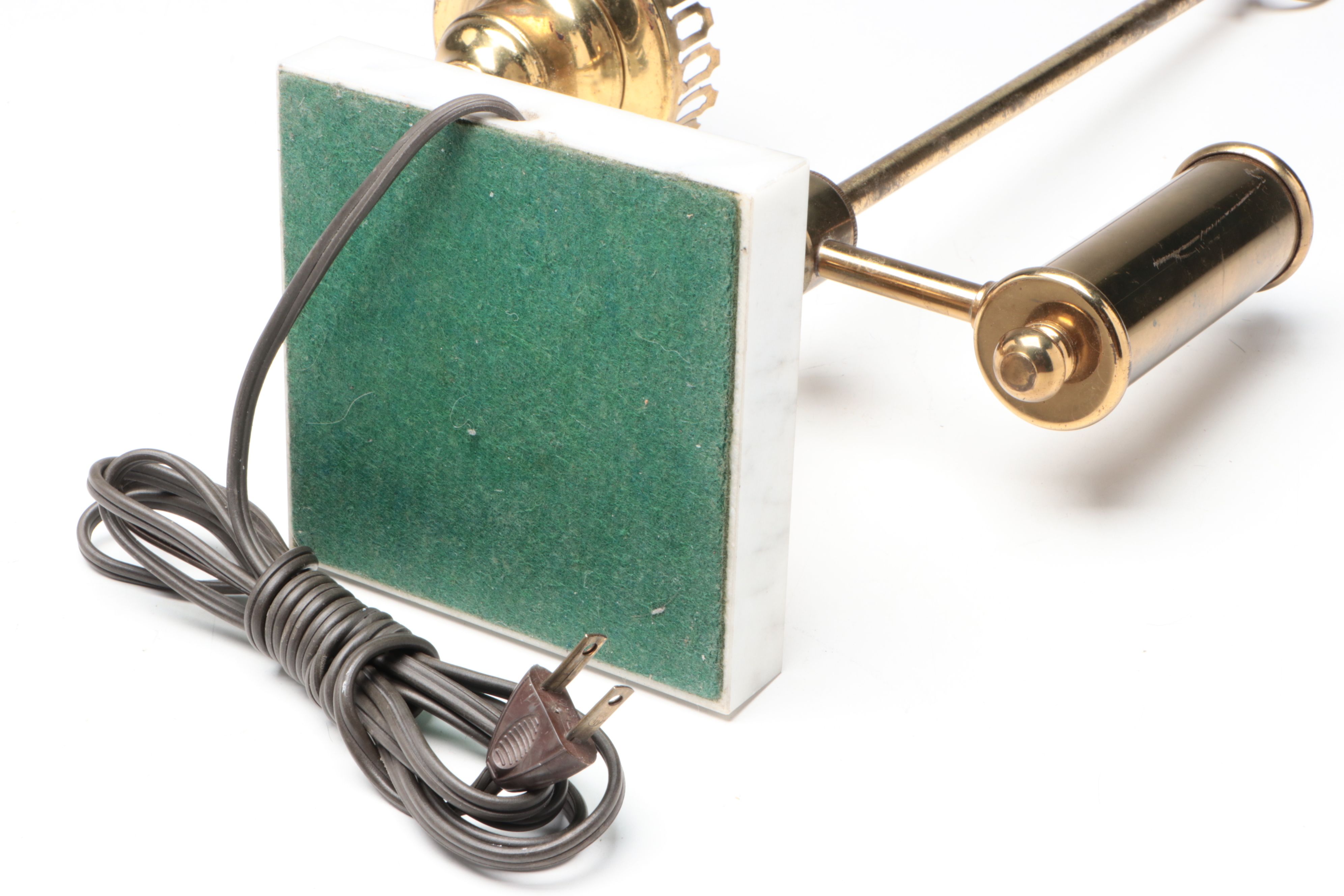 French Empire Style Swing Arm Brass Desk Lamp on Marble Base