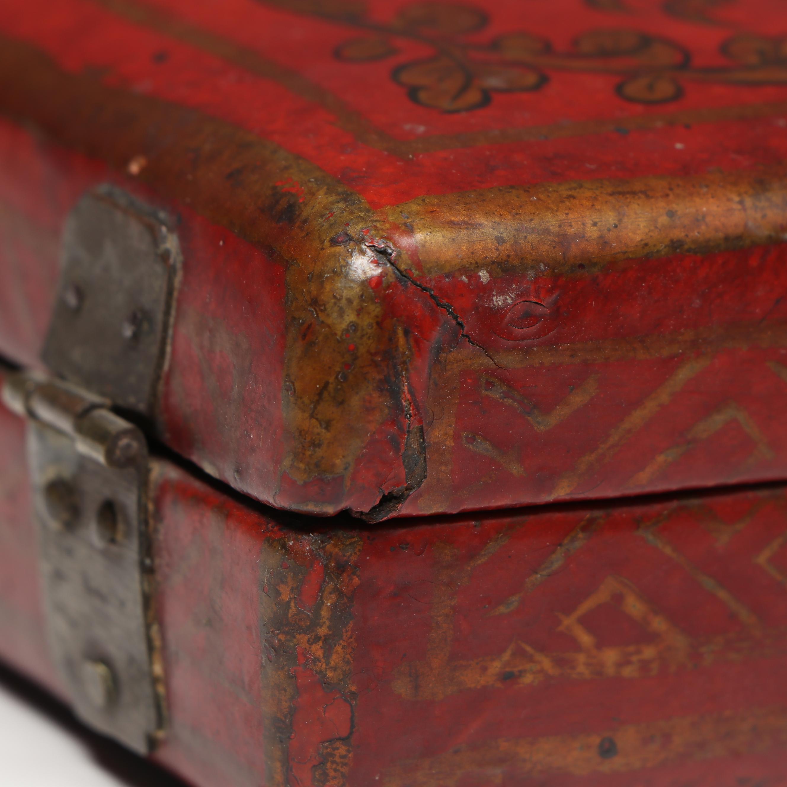 East Asian Lacquerware and Wood Veneer Boxes with Chalkware Musician Figurines