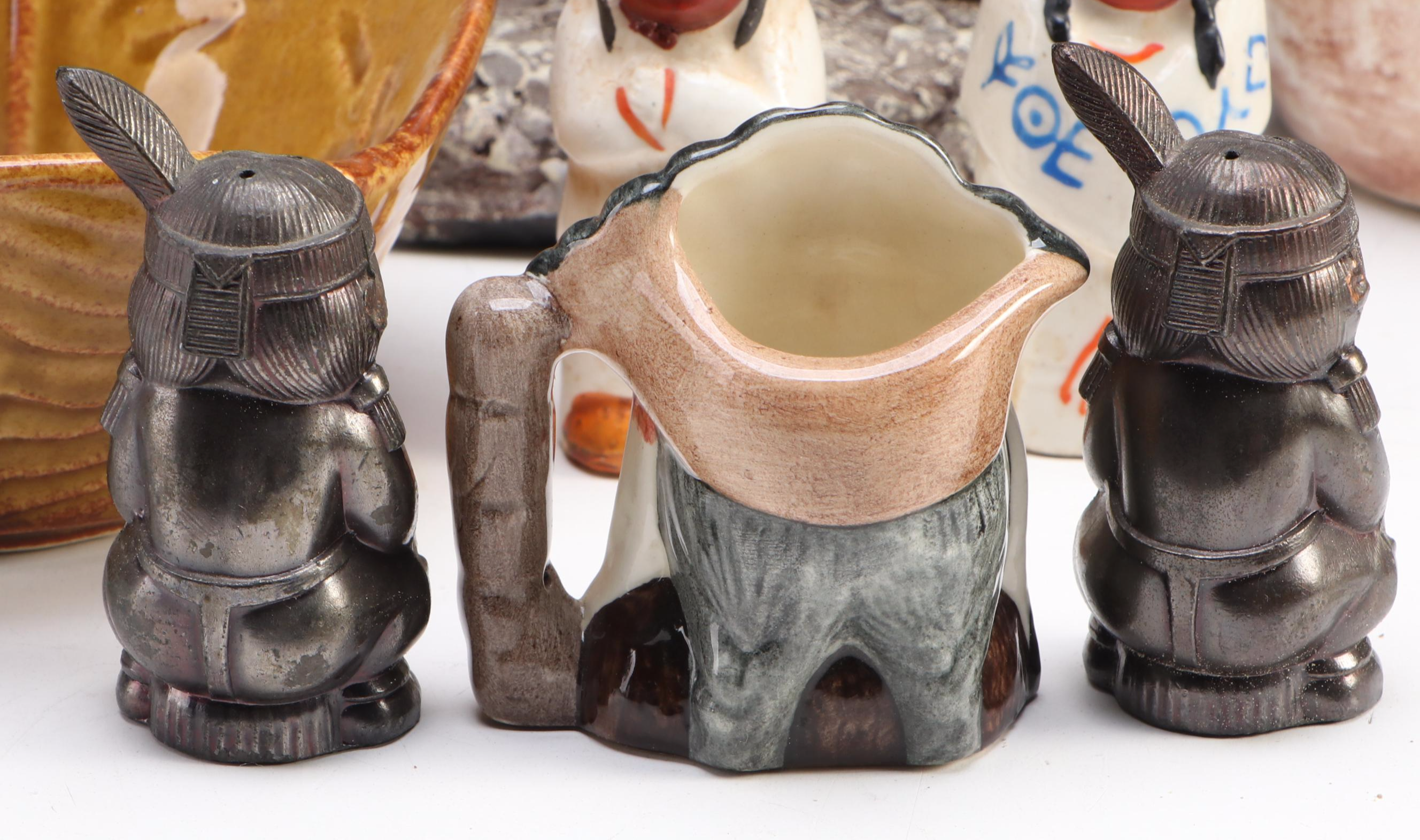 Daniel Monfort "Sioux Chief" Sculpture with Bovine Mug and Table Accessories