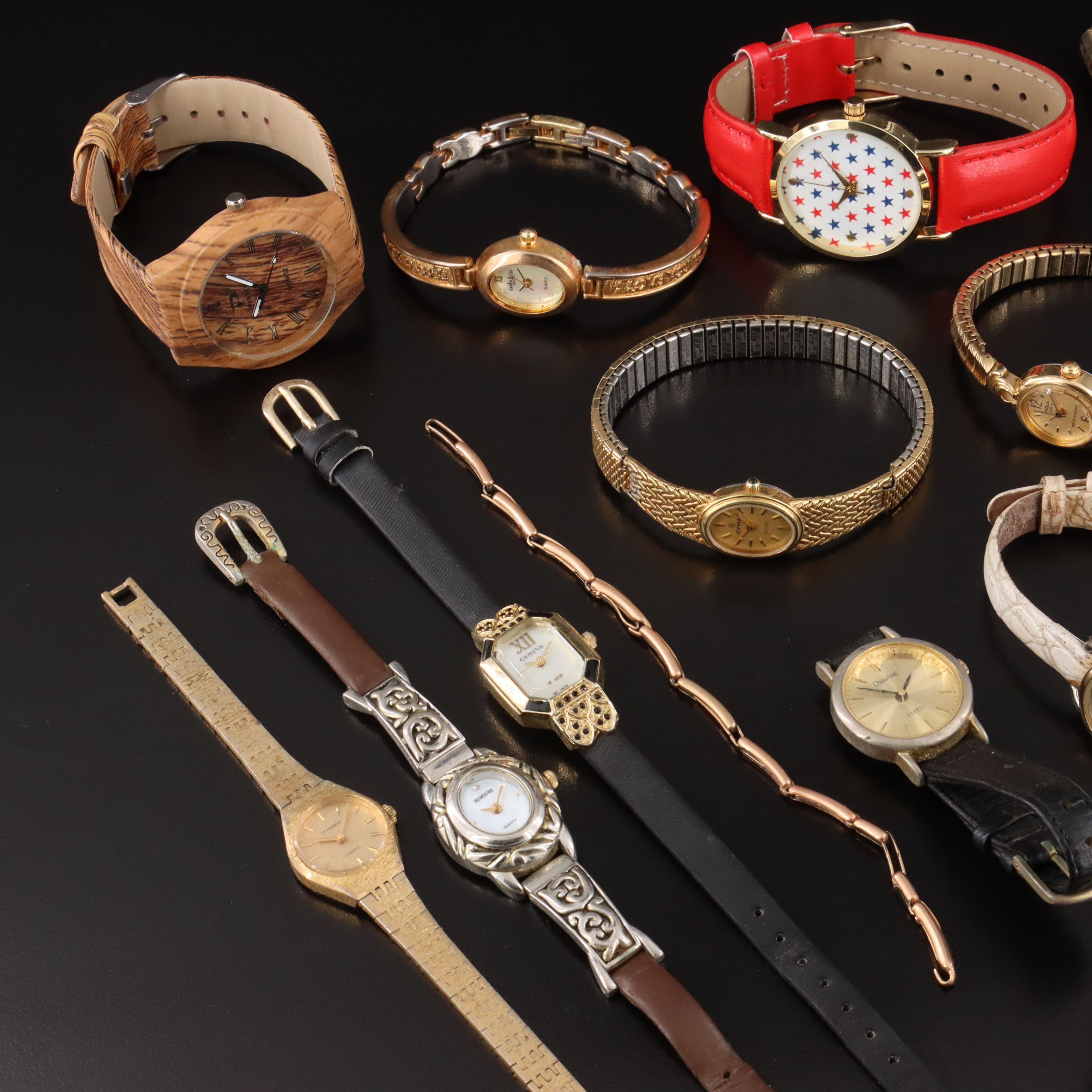 Collection of Quartz Watches Featuring Geneva, Cyna and Seiko