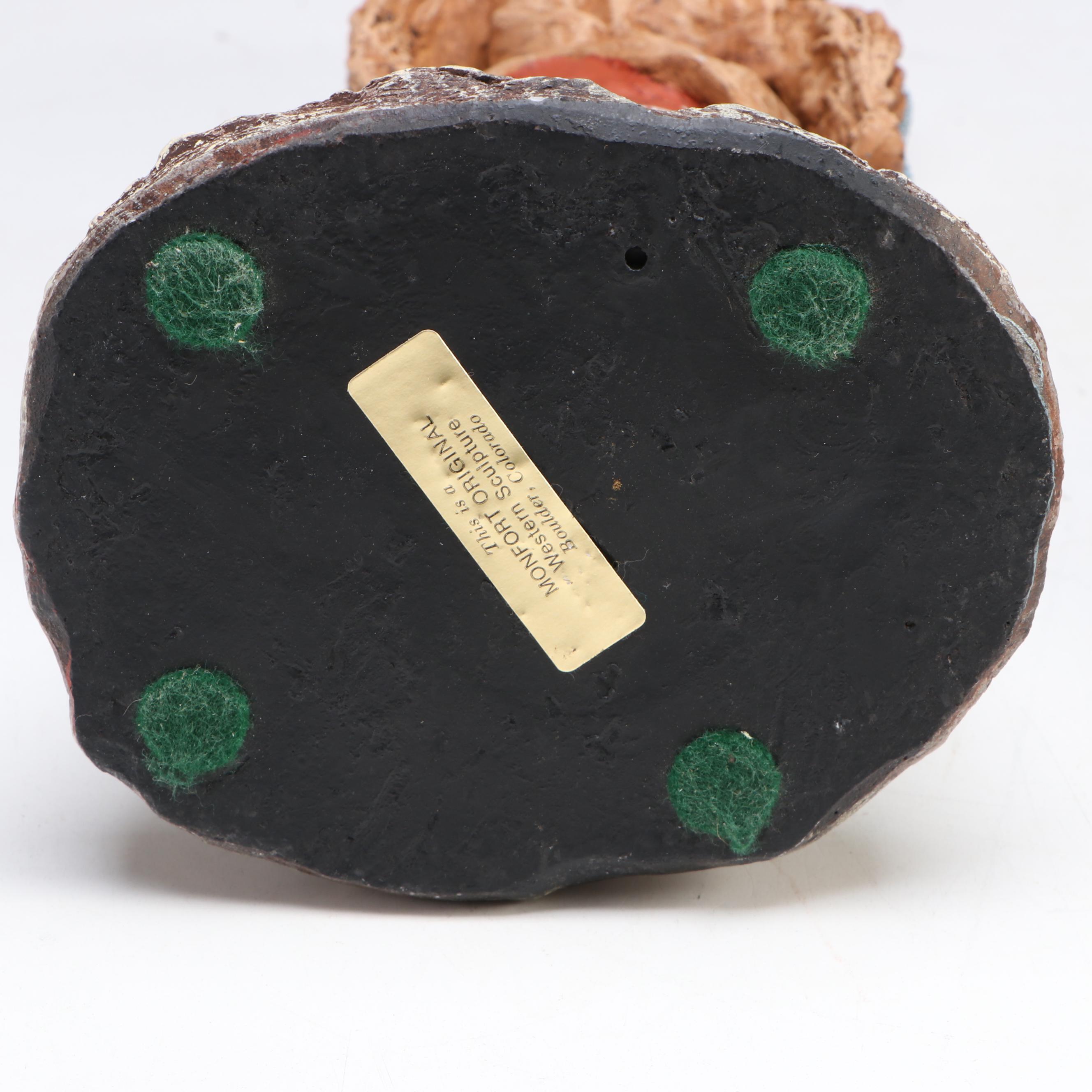 Daniel Monfort "Sioux Chief" Sculpture with Bovine Mug and Table Accessories