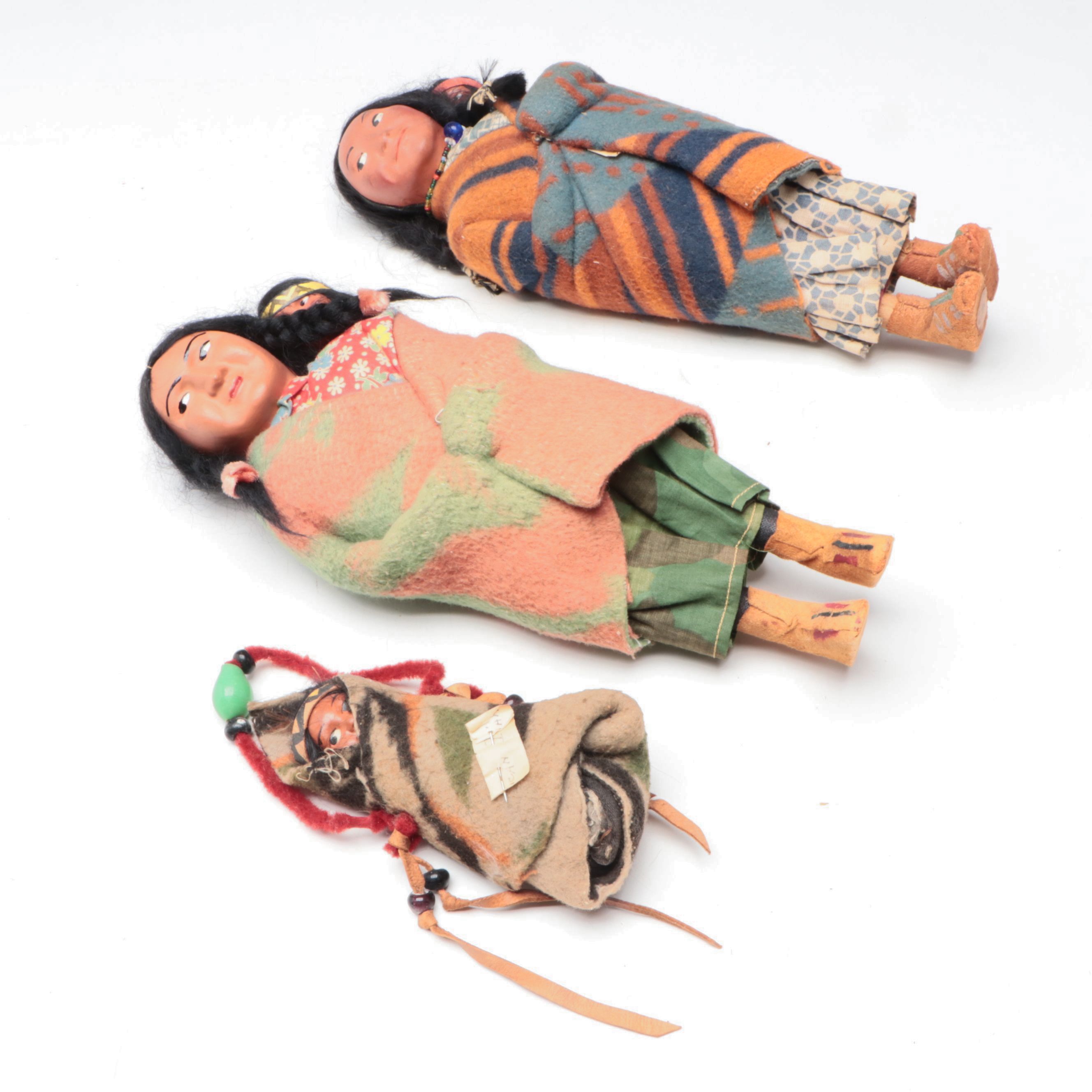 Skookum Native American Style Composite Dolls, Early 20th Century
