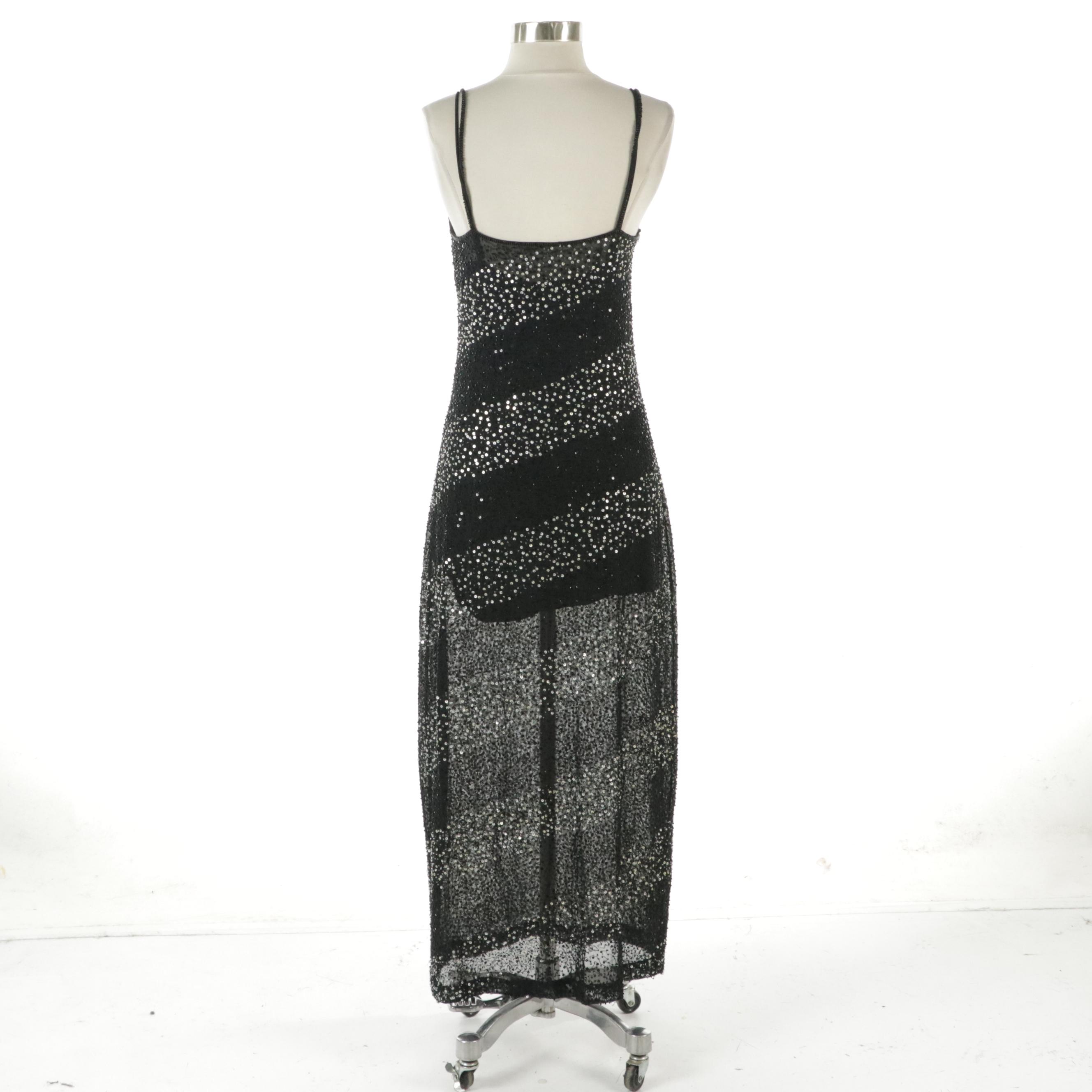 Escada Beaded Sleeveless Evening Dress
