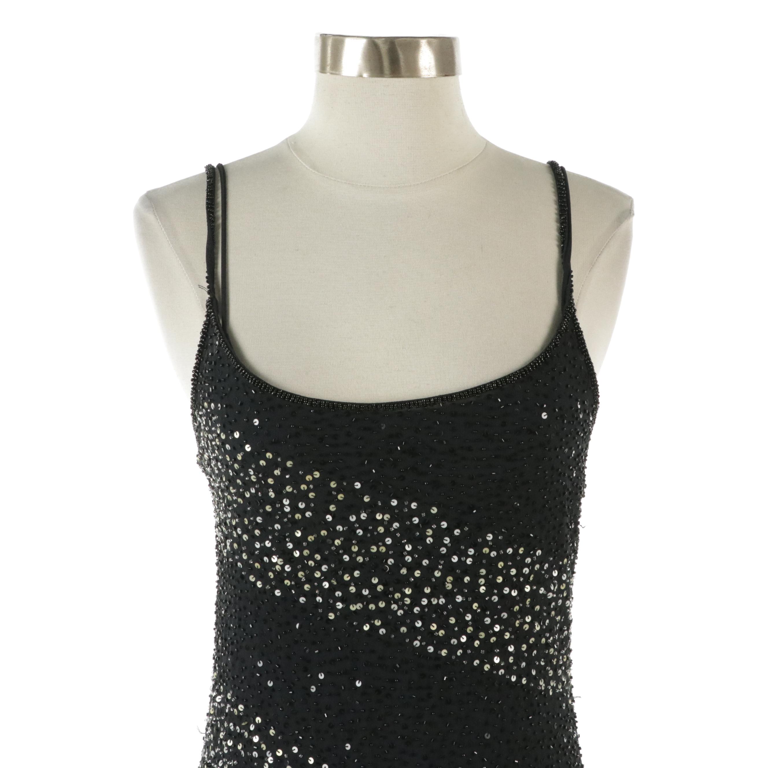 Escada Beaded Sleeveless Evening Dress