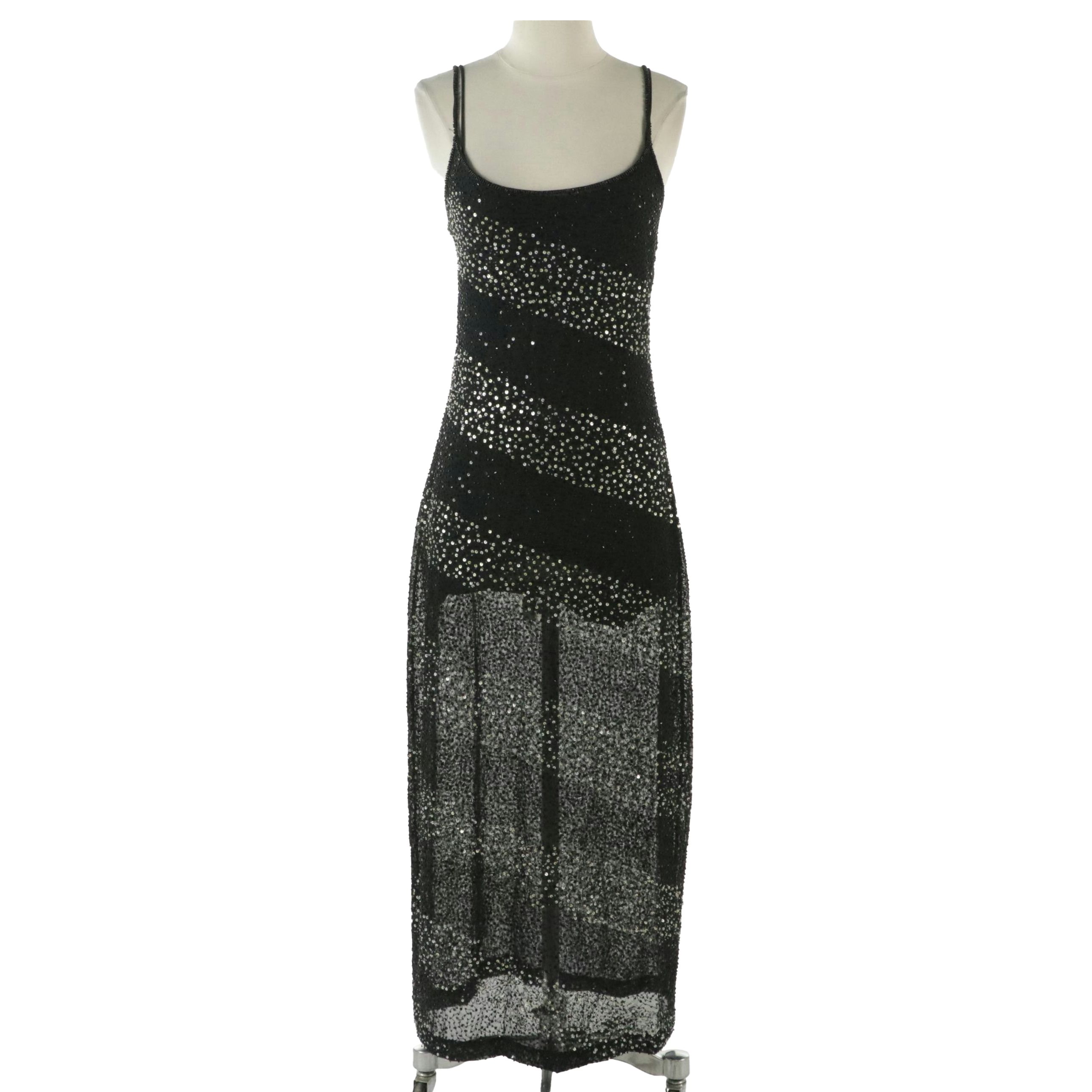 Escada Beaded Sleeveless Evening Dress