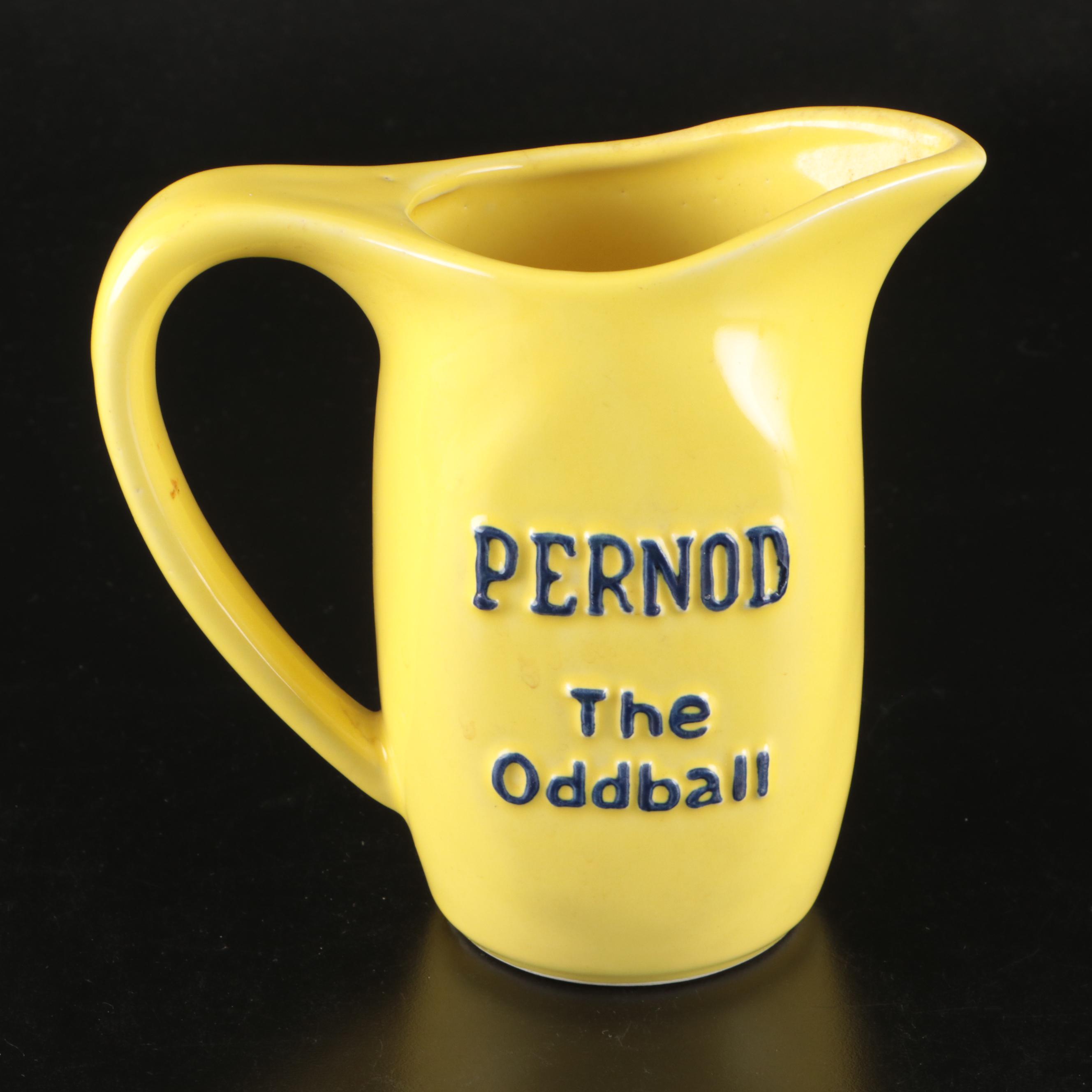 Julius Wile Sons "Pernod: The Oddball" Pitcher with Anchor Hocking Glasses