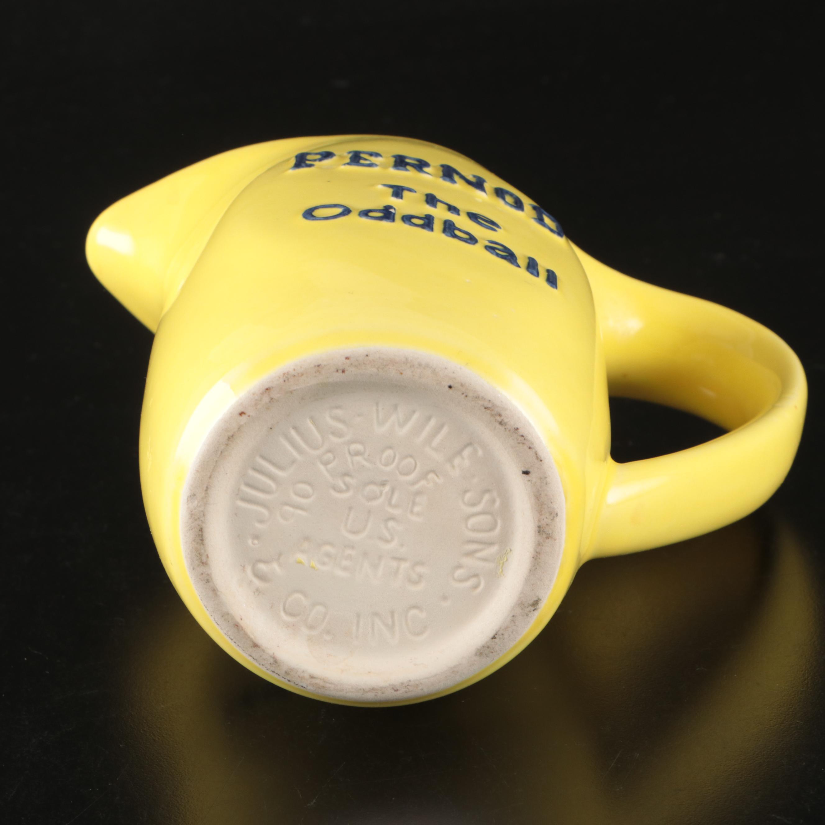 Julius Wile Sons "Pernod: The Oddball" Pitcher with Anchor Hocking Glasses