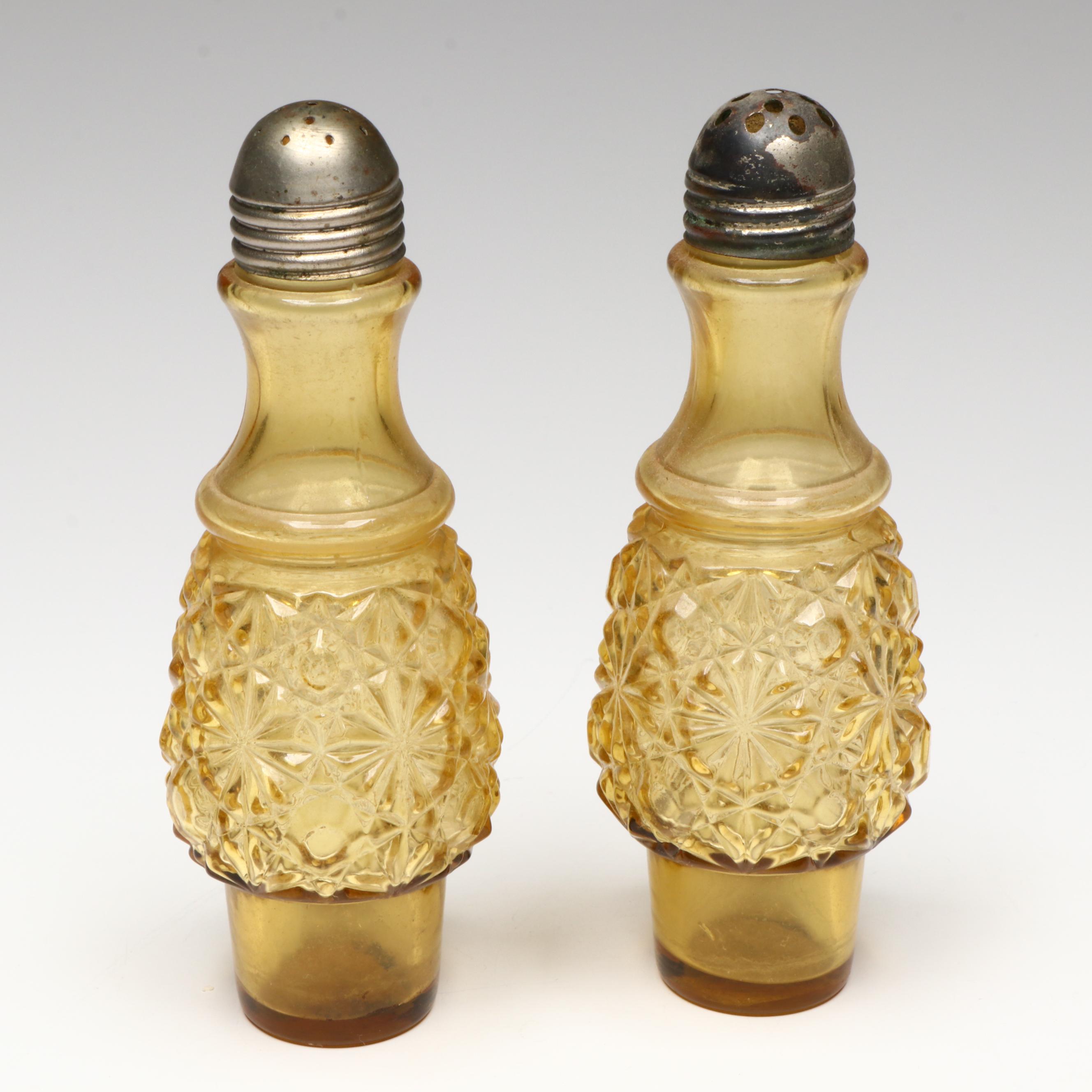 Belmont Glass EAPG Daisy and Button Condiment Set and Caddy, Late 19th Century