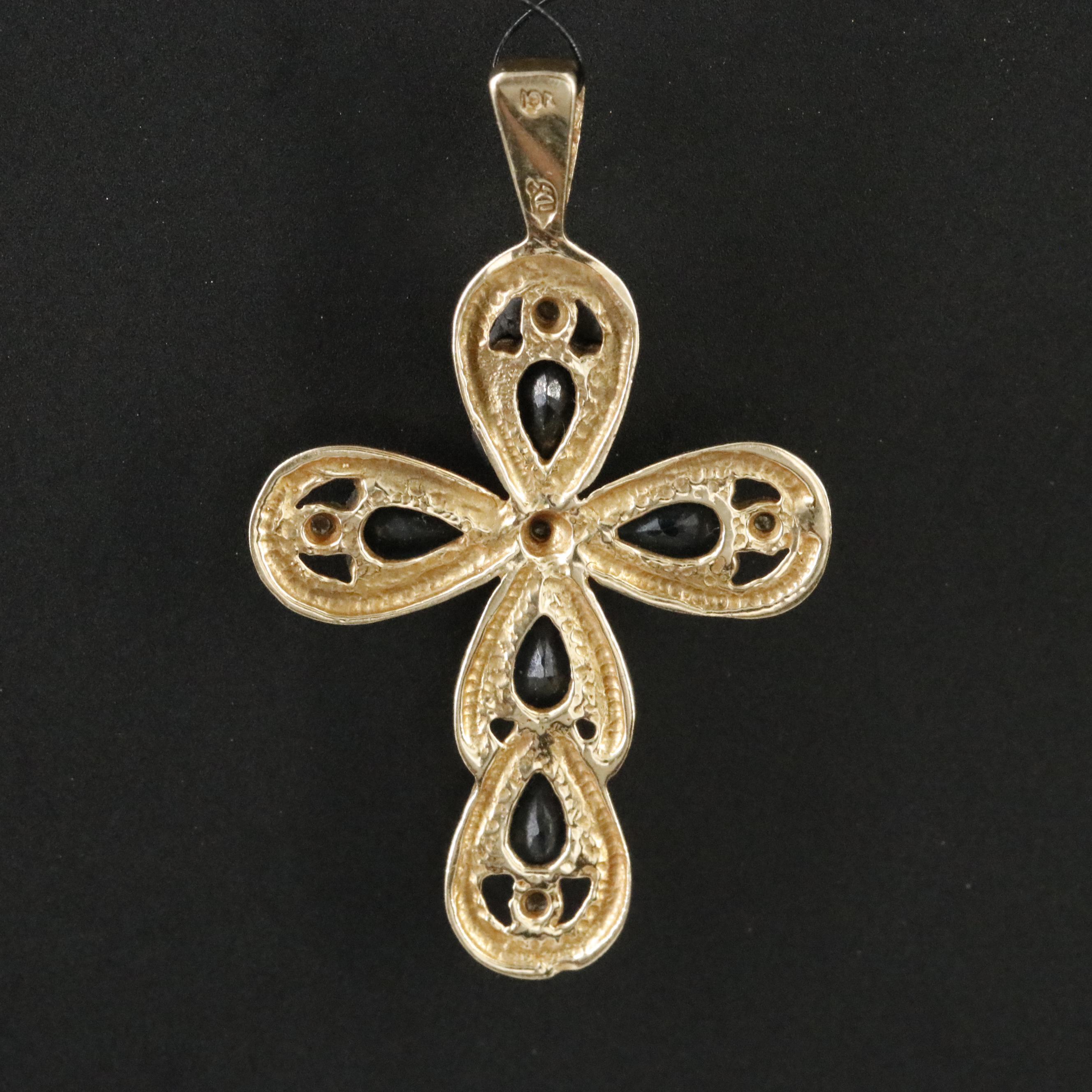 10K Sapphire and Diamond Cross Pendant