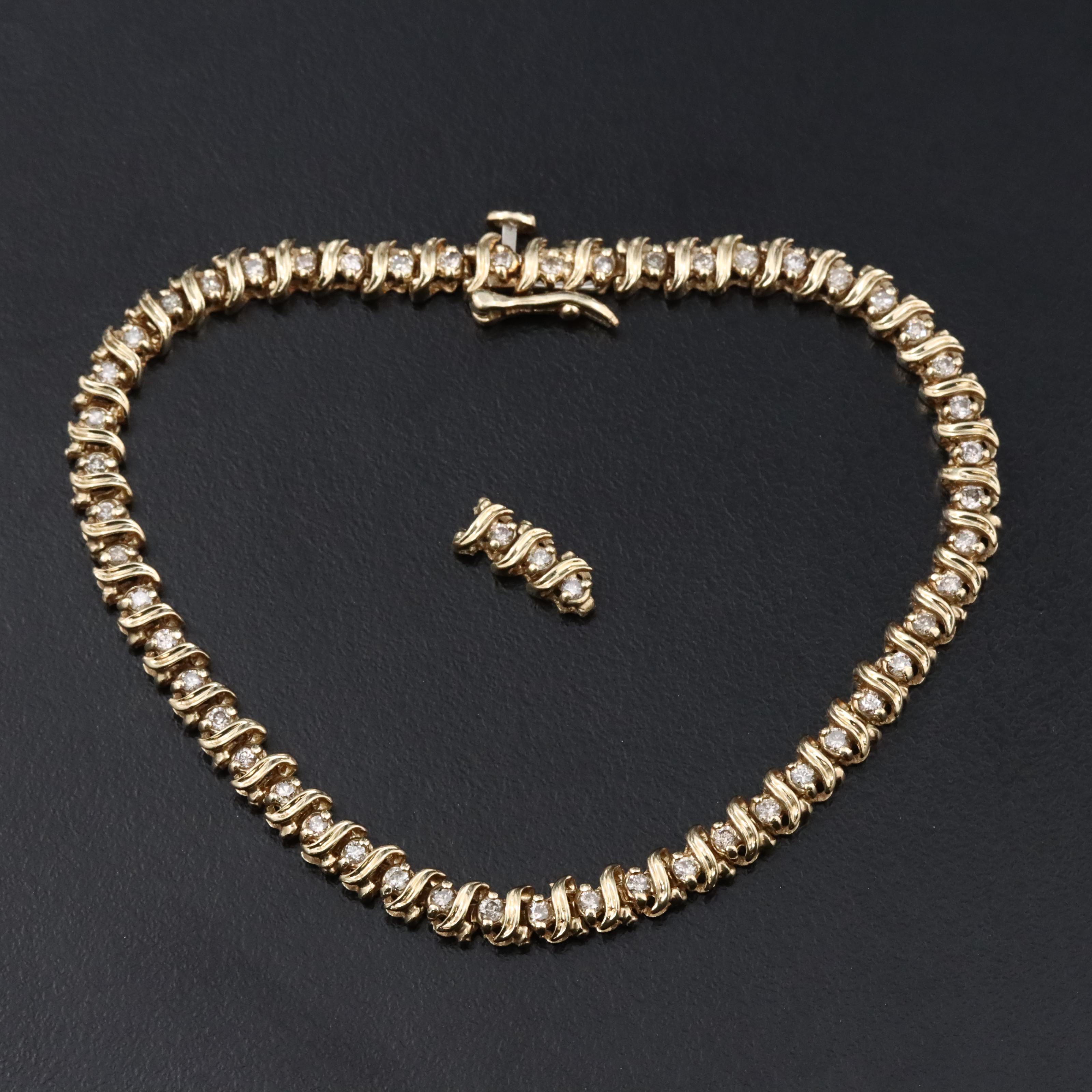 10K 0.90 CTW Diamond S-Link Bracelet
