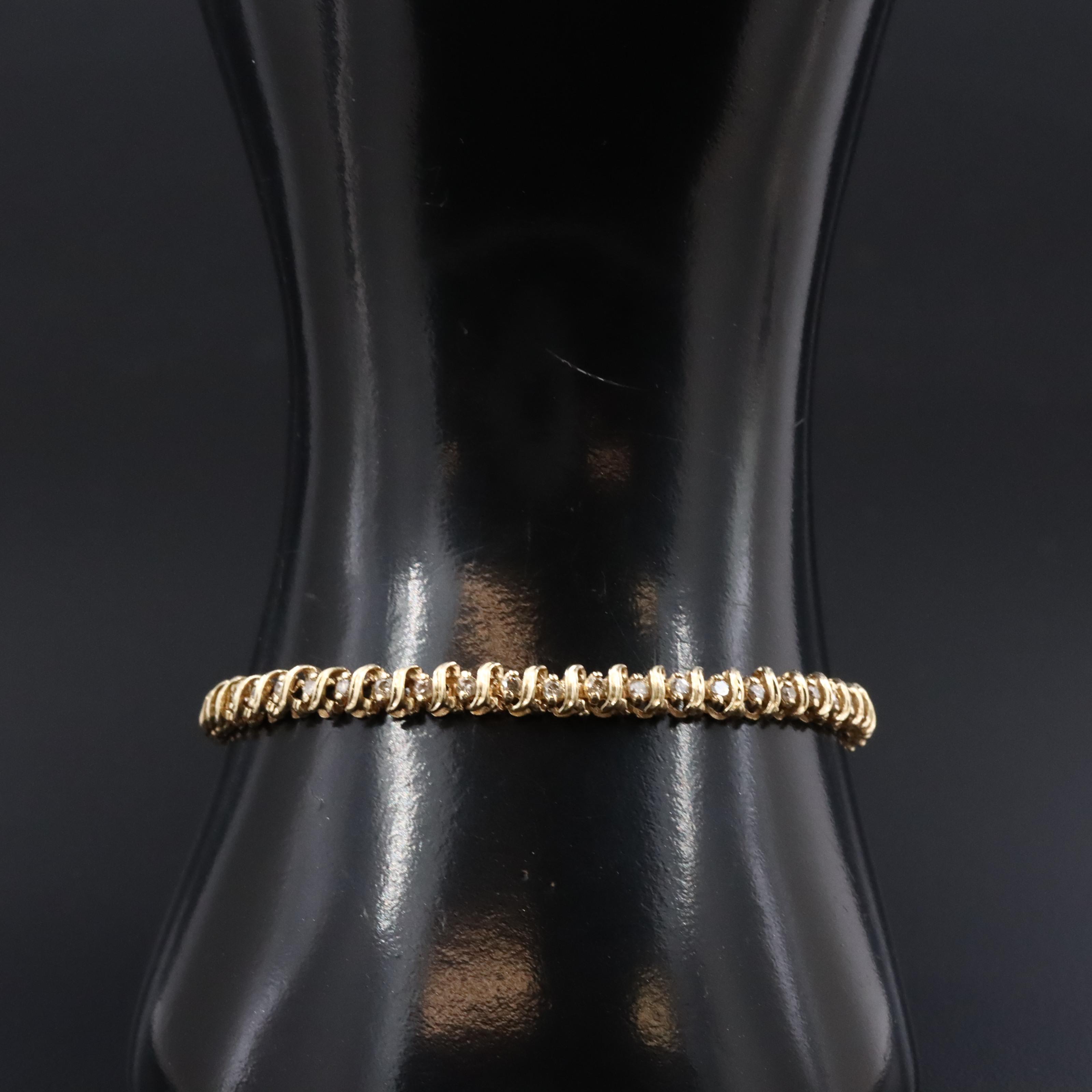 10K 0.90 CTW Diamond S-Link Bracelet