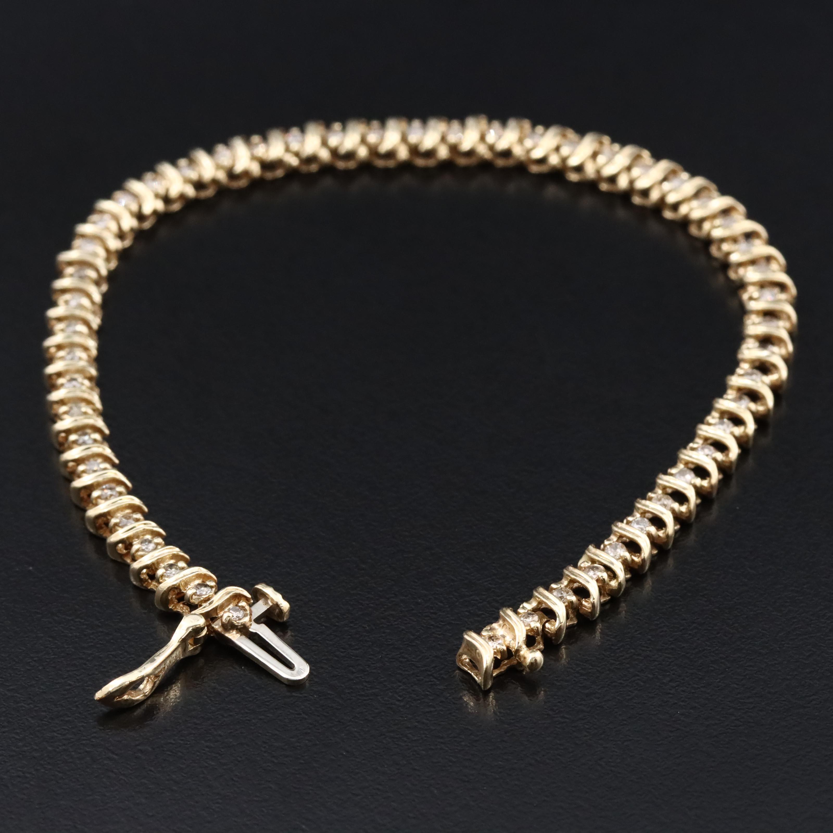 10K 0.90 CTW Diamond S-Link Bracelet