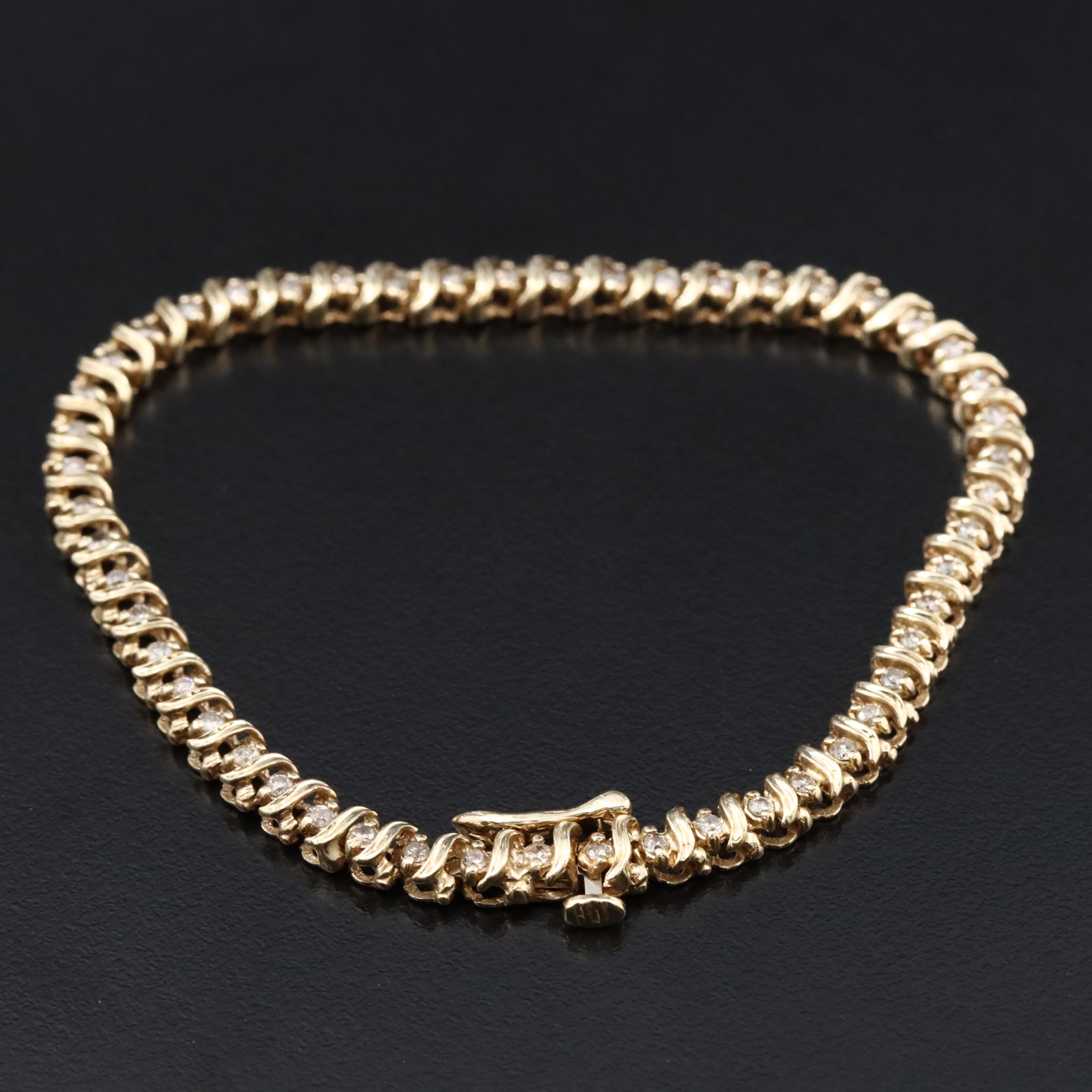 10K 0.90 CTW Diamond S-Link Bracelet