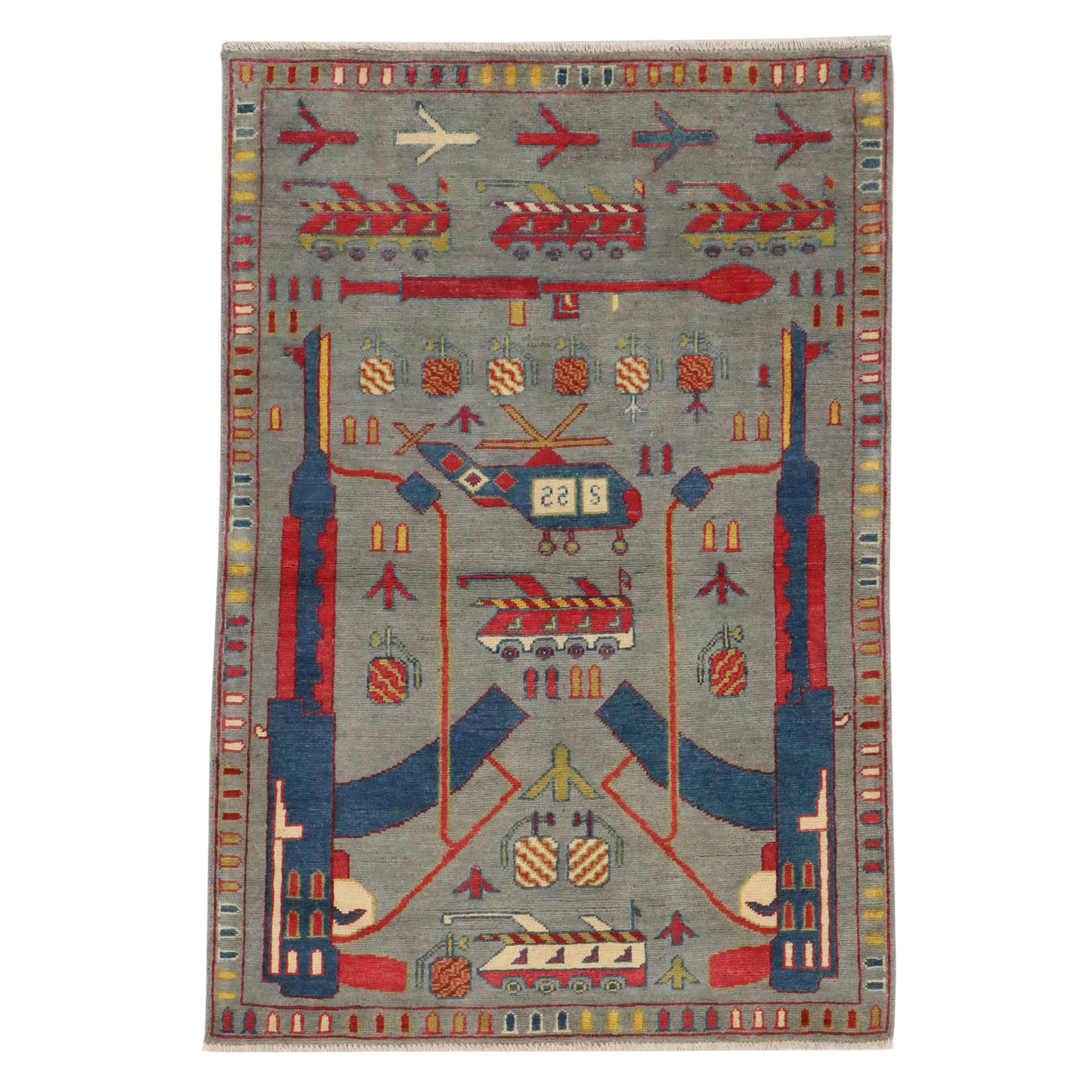 3'5 x 5'1 Hand-Knotted Afghan War Rug