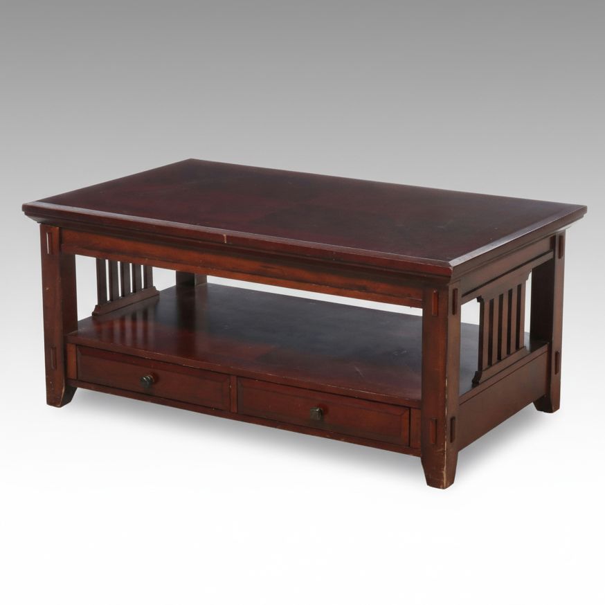 Craftsman Style Walnut Finish Lift-Top Coffee Table