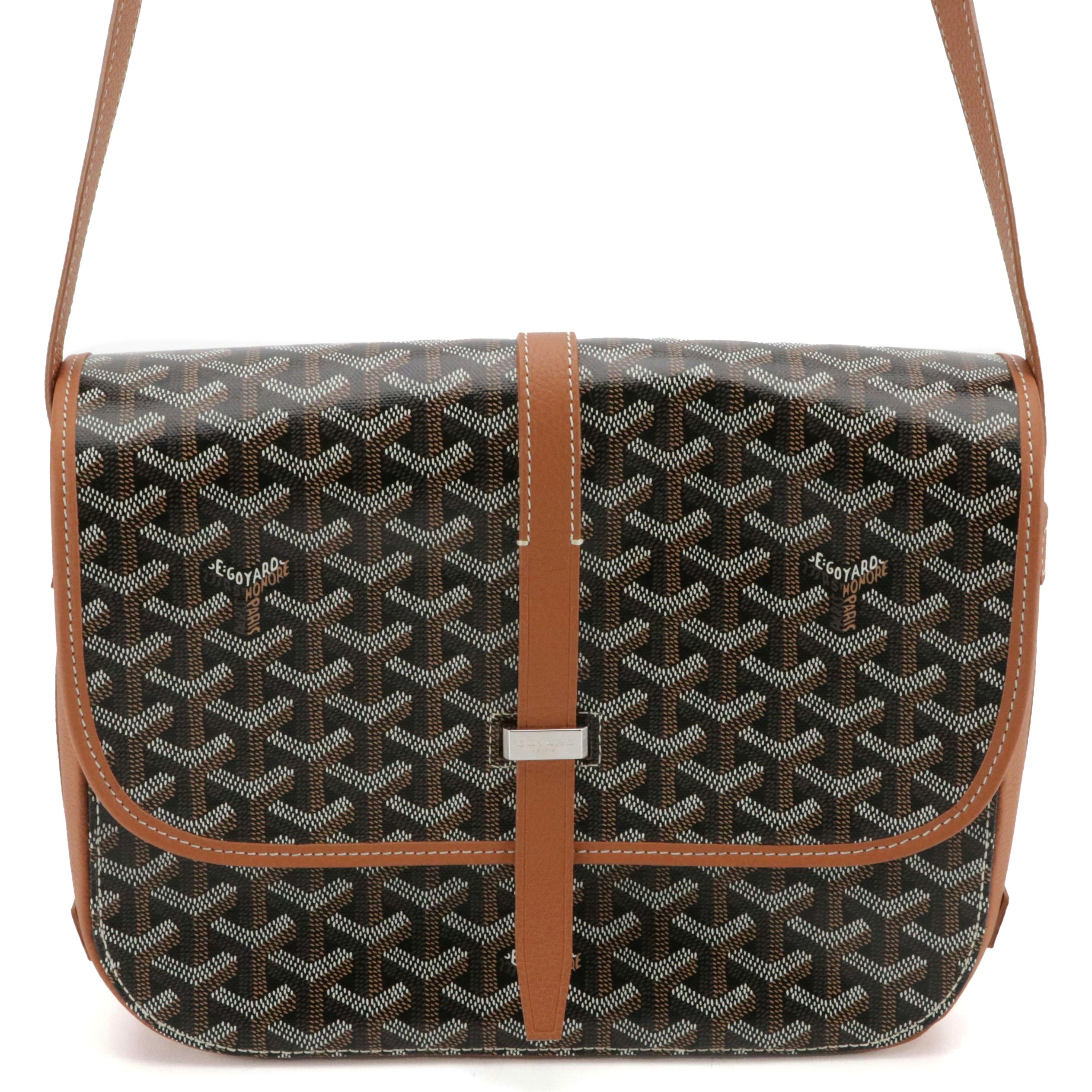 Goyard Belvedere II MM Crossbody Bag in Black Goyardine Canvas and Leather