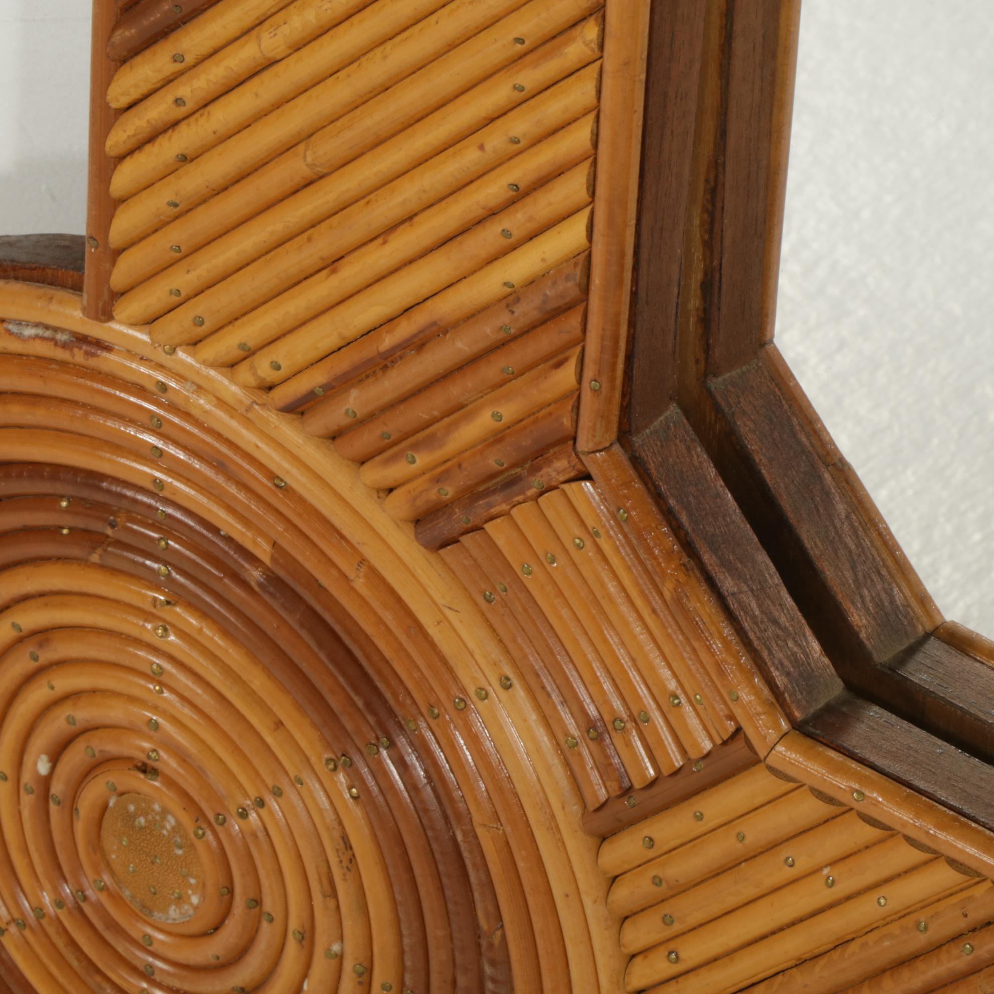 Arpex Intl. "Colin Morrow Collection" Italian Modernist Rattan Wall Mirror